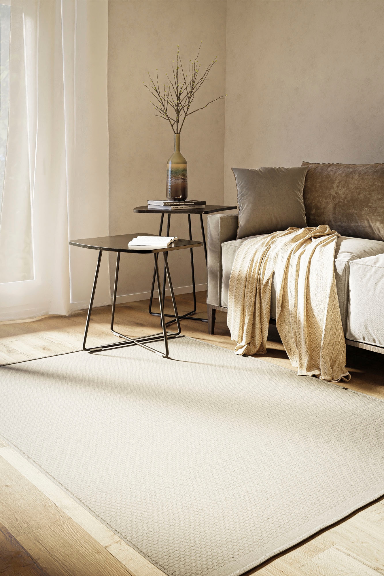 Image of Myflair Möbel & Accessoires Wollteppich "B: 70 1" rechteckig 10 mm Höhe handgewebter Wendeteppich, Uni Farben, reine Wolle, Wohnzimmer