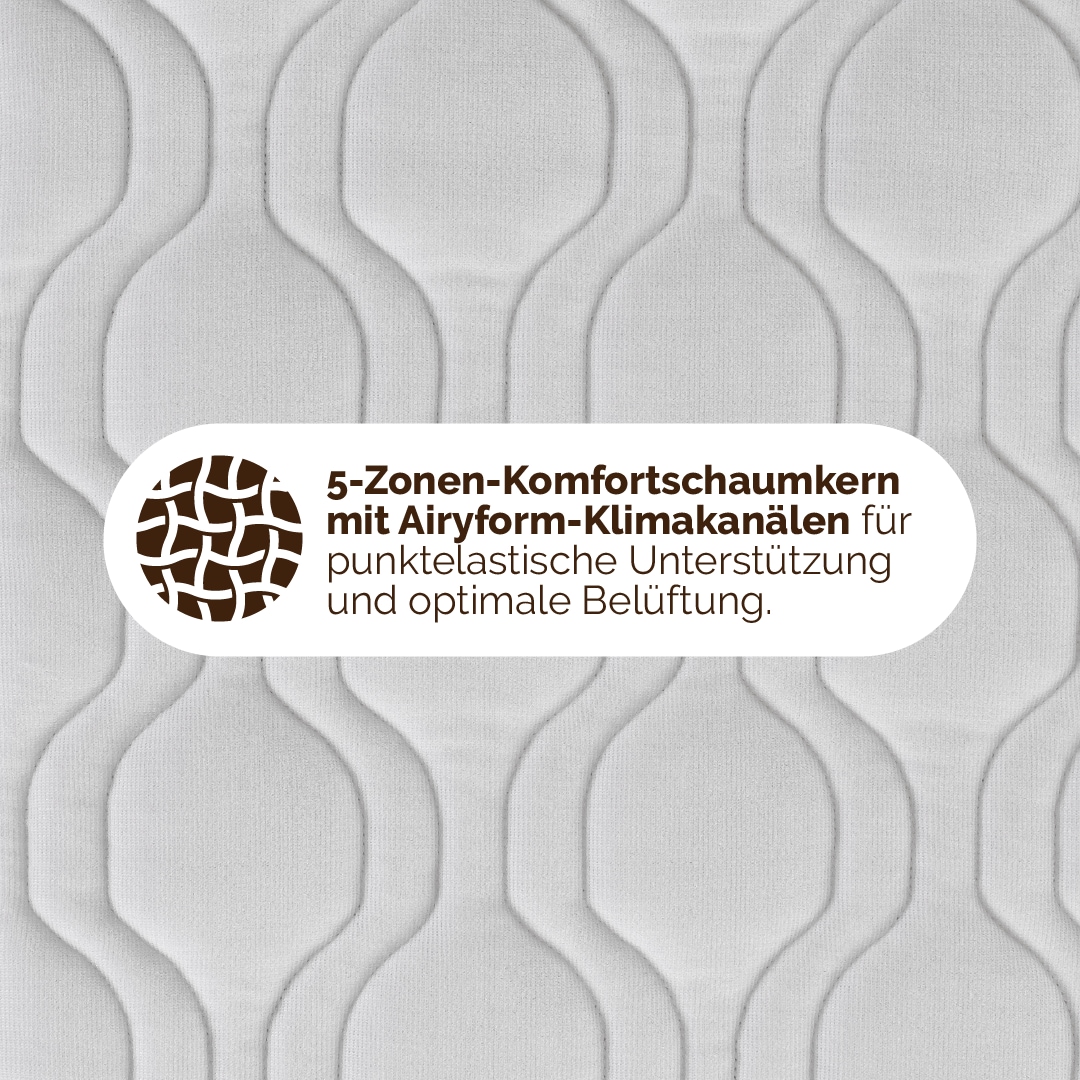DI QUATTRO Matelas mousse confort »Airy Form 19« 19 cm hoch Raumgewicht: 28 kg/m³ 1 cuis tlg. Matratze mit atmungsaktivem Kern, 90x200 cm und weitere Grössen