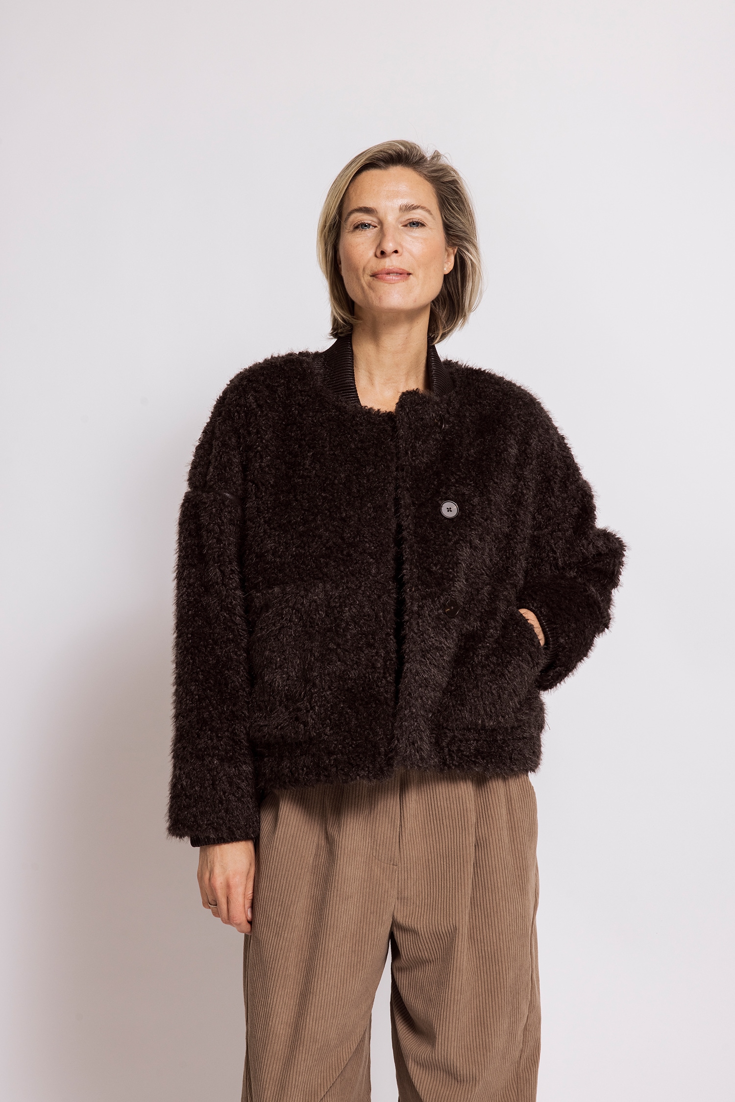 Image of Zhrill Kurzblazer "MERA" Blouson / Felljacke mit Eingrifftaschen