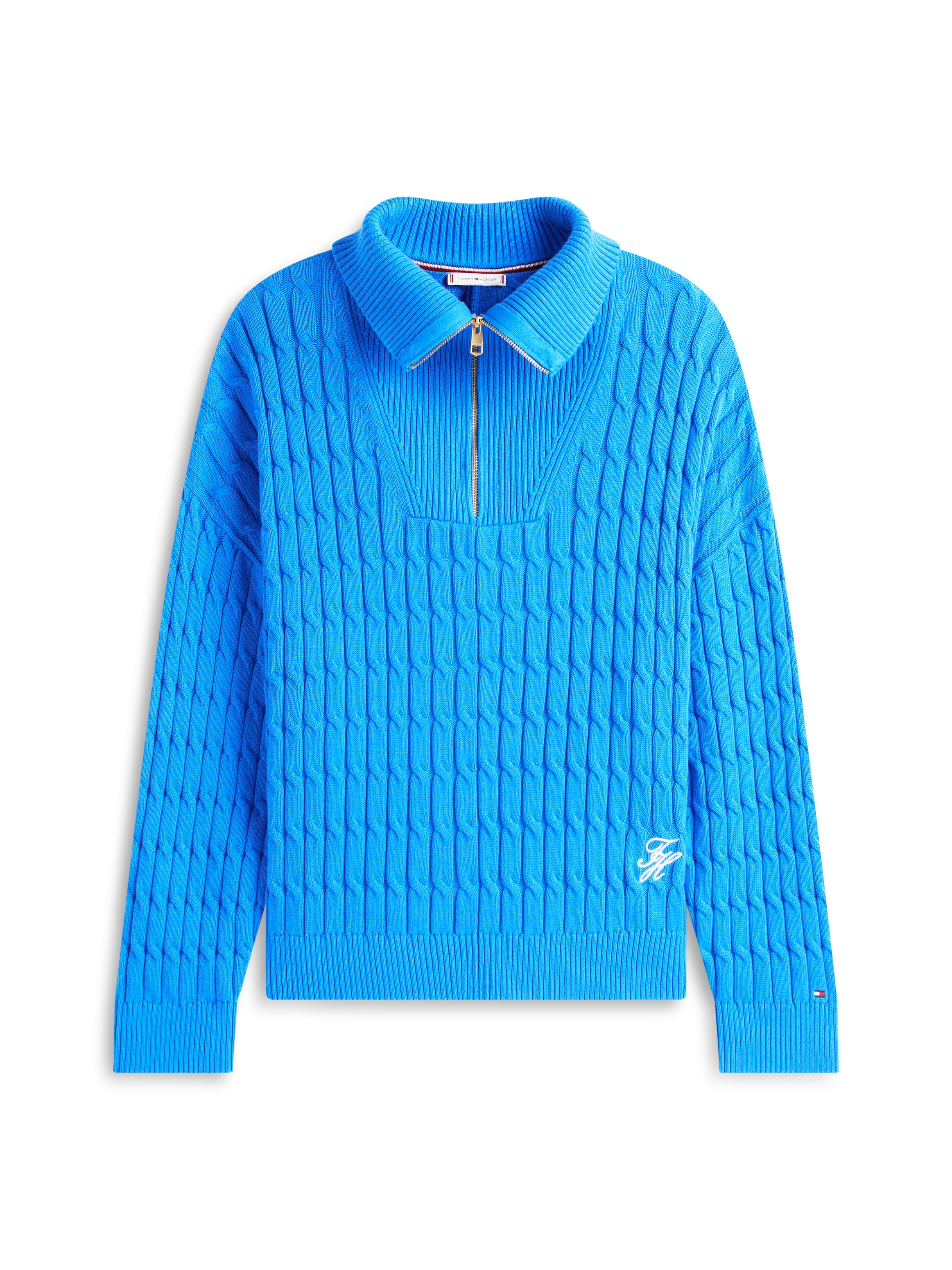 Tommy Hilfiger Curve Troyer »CRV CO CABLE MID GG 1/2 ZIP SWT« en grandes tailles, avec motif torsadé