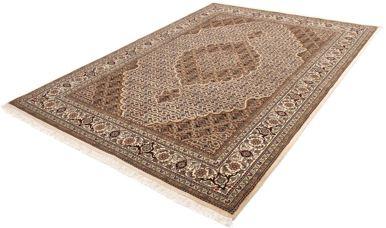 Image of morgenland Orientteppich »Perser - Täbriz - 242 x 171 cm - beige«, rechteckig, 10 mm Höhe, Wohnzimmer, Handgeknüpft, Einzelstück mit Zertifikat bei Ackermann Versand Schweiz