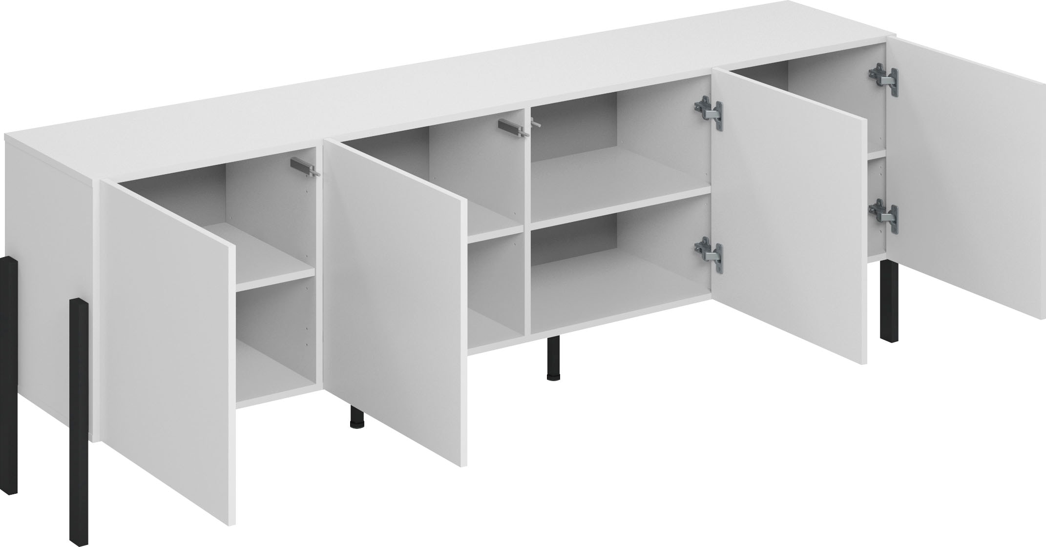 INOSIGN Kommode »Jukon,Breite 200 cm, moderne grifflose Kommode,4 Türen«, Sideboard, Anrichte viel Stauraum, push-to-open-Funktion