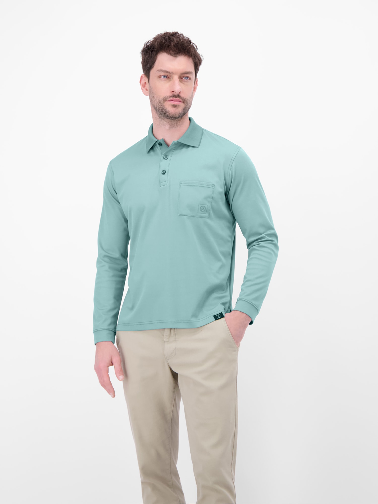 LERROS Sweatshirt »Langarm Polo mit Brusttasche aus Baumwollmix«
