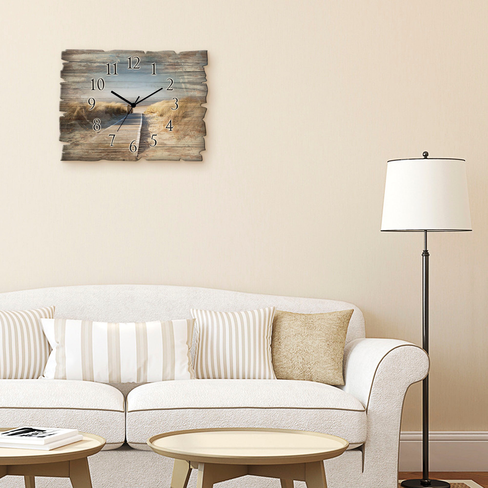 Artland Wanduhr »Nordseestrand auf Langeoog - Steg« wahlweise mit  Quarz- oder Funkuhrwerk, lautlos ohne Tickgeräusche