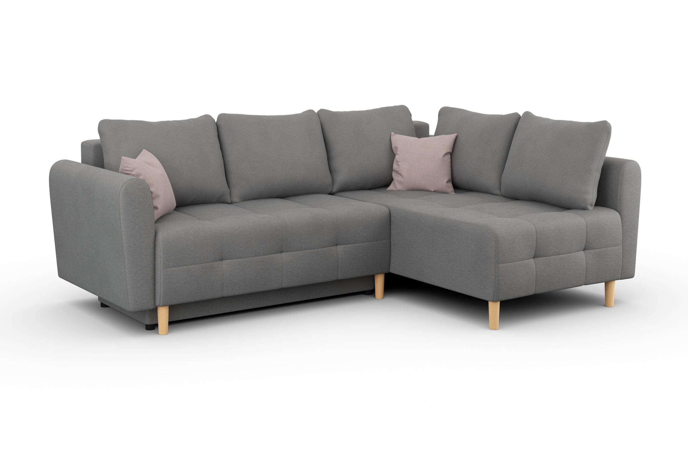 Home affaire Ecksofa »Nordic L-Form«, mit Bettfunktion und Bettkasten, Steppung, Federkern, 2 Zierkissen