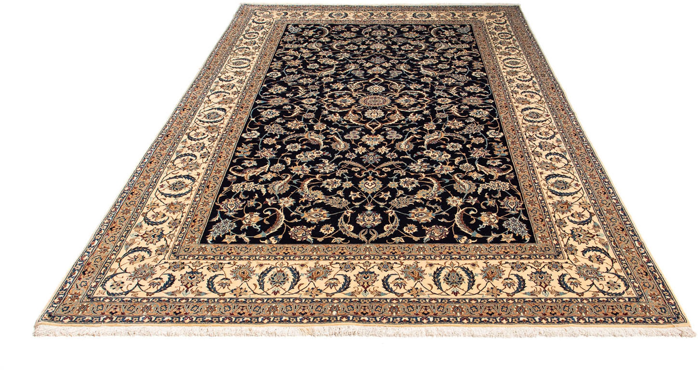 Image of morgenland Orientteppich »Perser - Nain - Premium - 264 x 172 cm - dunkelblau«, rechteckig, 6 mm Höhe, Wohnzimmer, Handgeknüpft, Einzelstück mit Zertifikat bei Ackermann Versand Schweiz