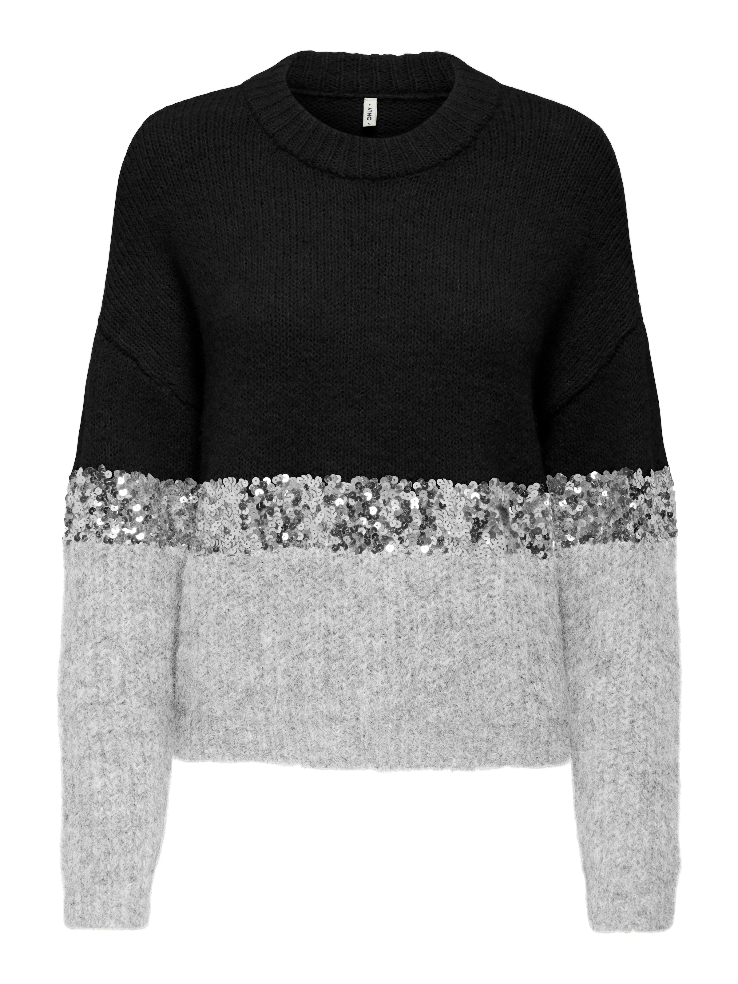 Image of ONLY Rundhalspullover "ONLMAINE LIFE LS SEQUIN BLOCK O-NECK KNT"
