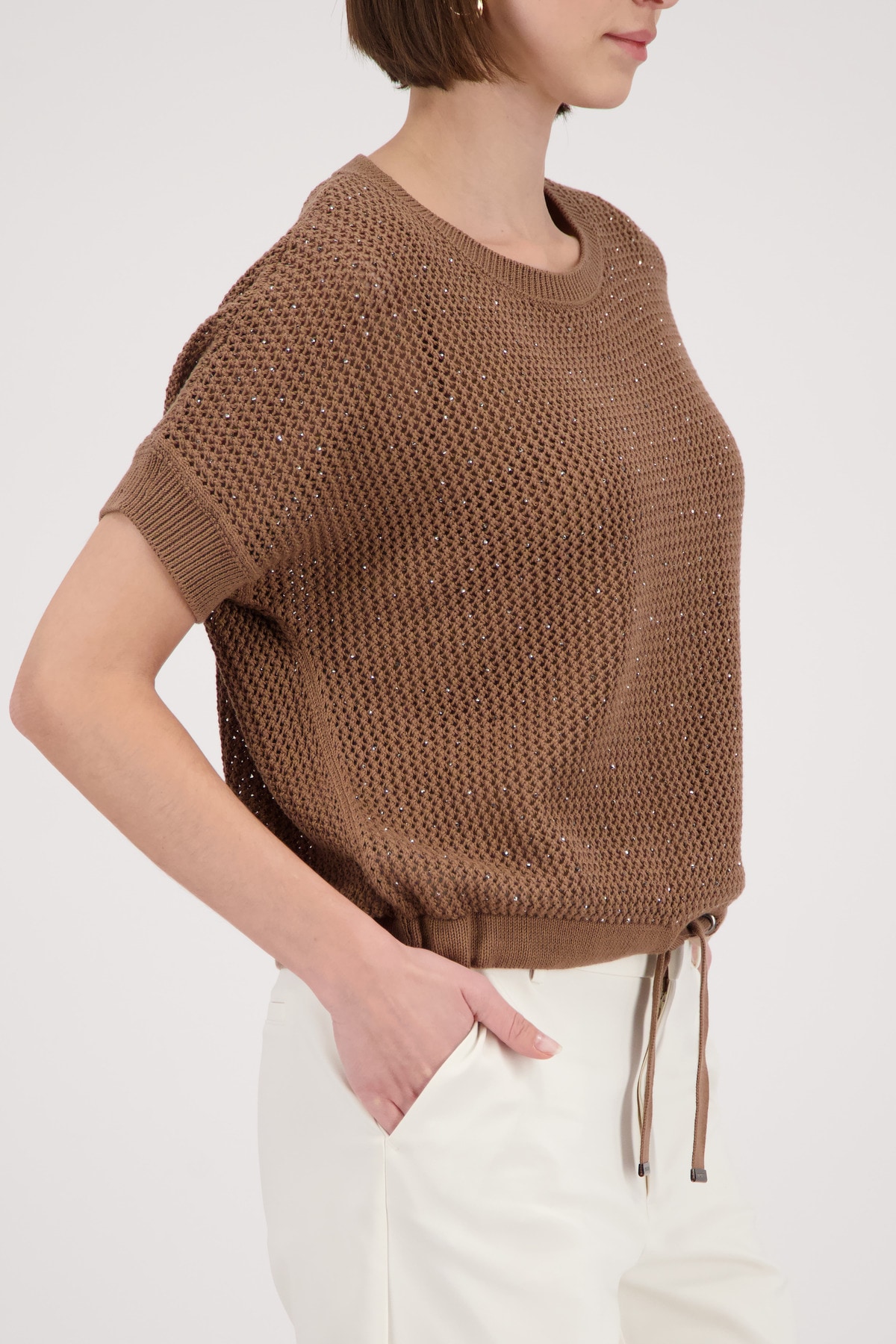 Monari Pull ajouré »Pullover Basic Schmuck« Regular fit mit Strasssteinen