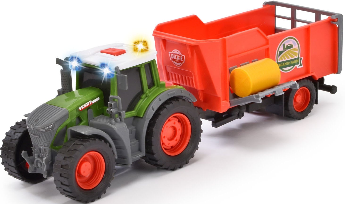 Dickie Toys Spielzeug-Traktor »Fendt mit Anhänger«, mit Licht, Sound und weiteren Funktionen; inklusive Heuballen
