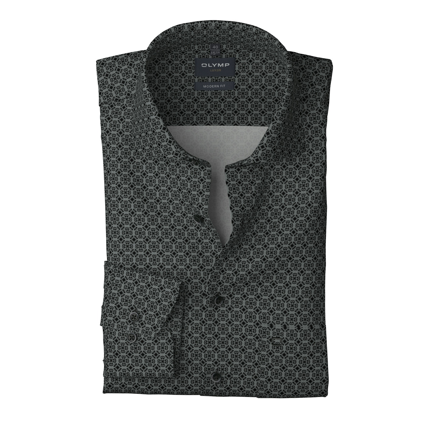 OLYMP Langarmhemd »Luxor modern fit«, Royal-Kentkragen, Businesshemd, modern fit, gemustert
