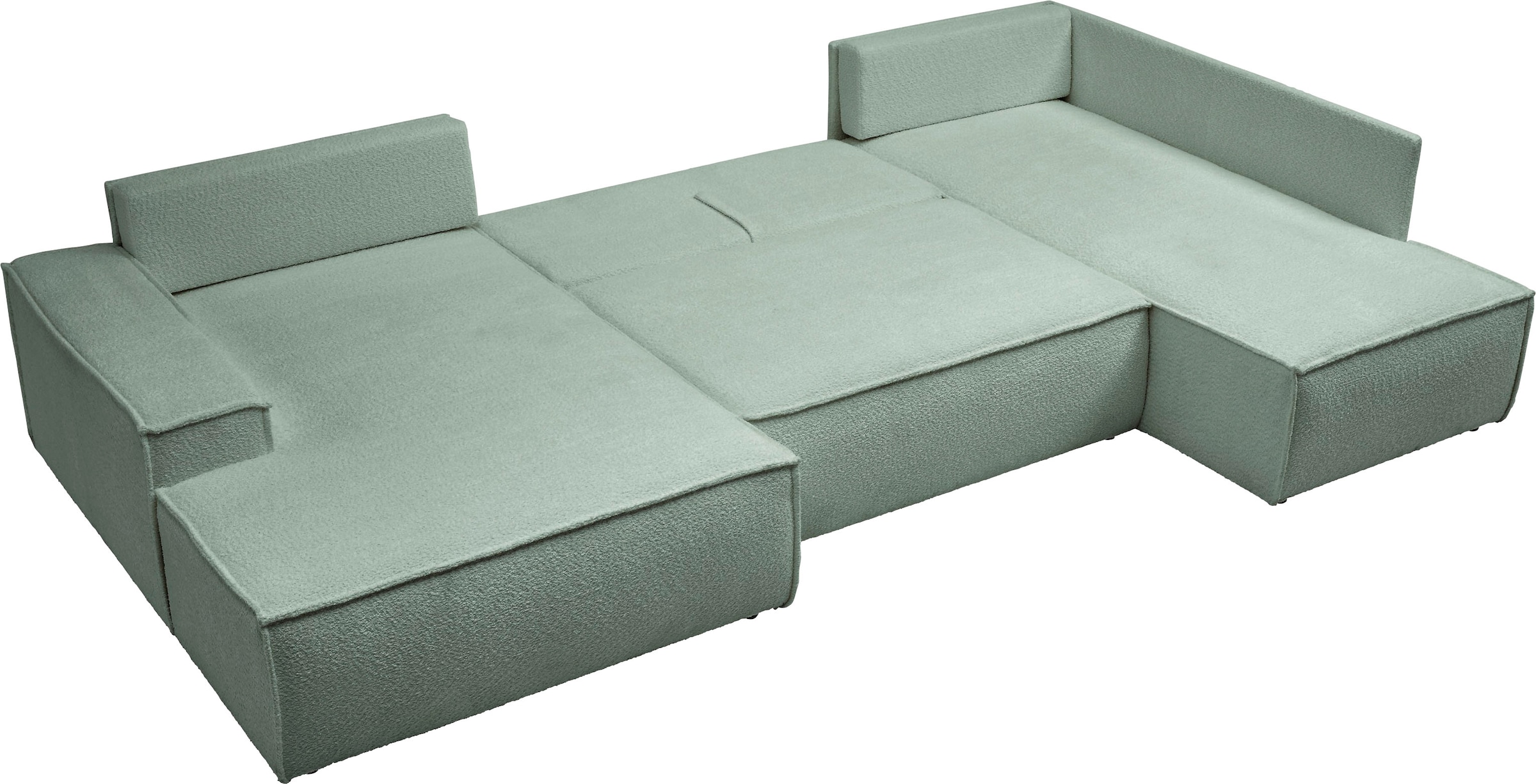 andas Wohnlandschaft »FINNLEY U-Form XXL 329 cm, Schlafsofa, Schlaffunktion m. Bettkasten«, (194/139 cm), Bouclé, Struktur und Cord