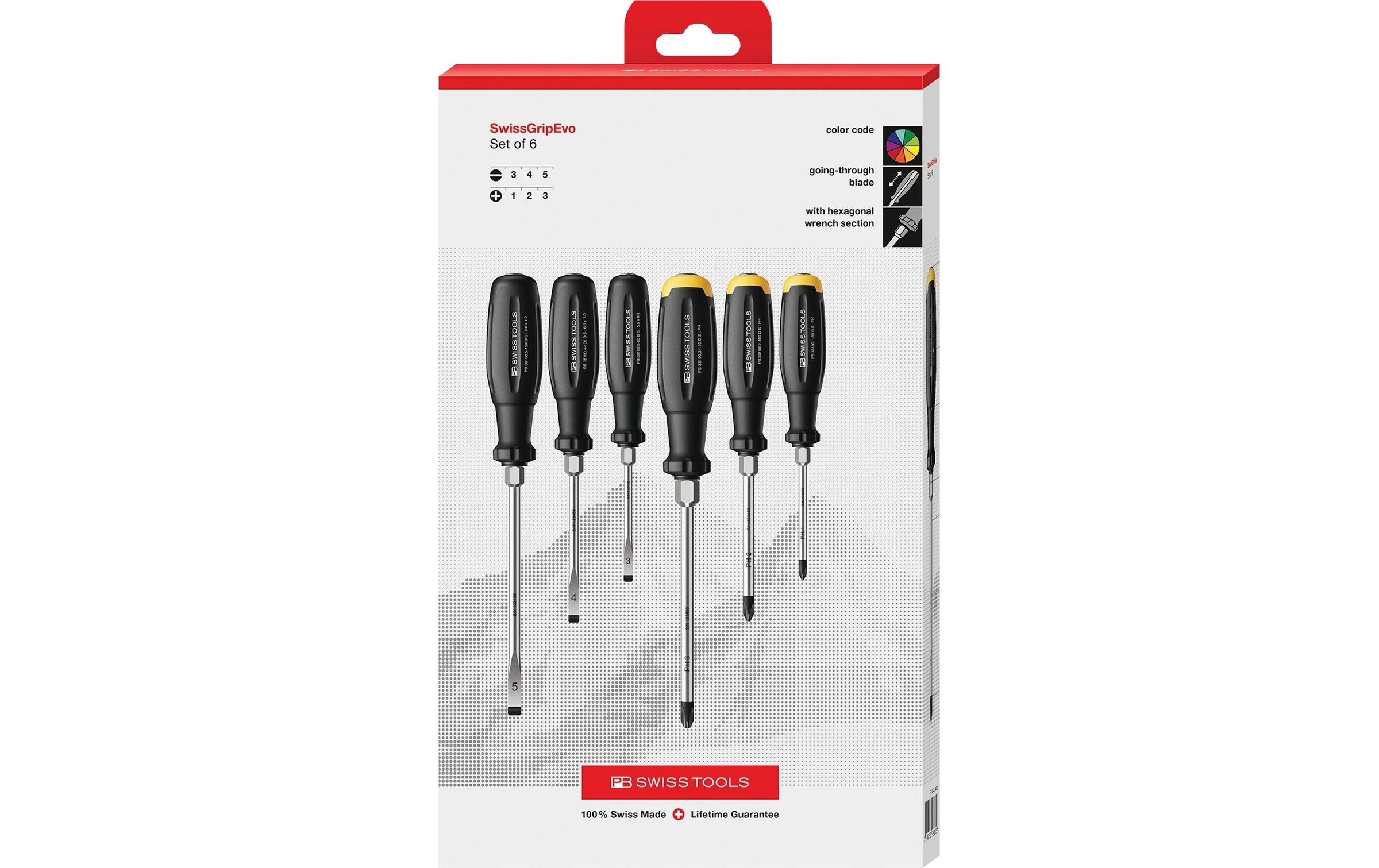 Image of PB Swisstools Schraubendreher "SwissGrip Evo Schlitz Phillips" 6 Stk. tlg.