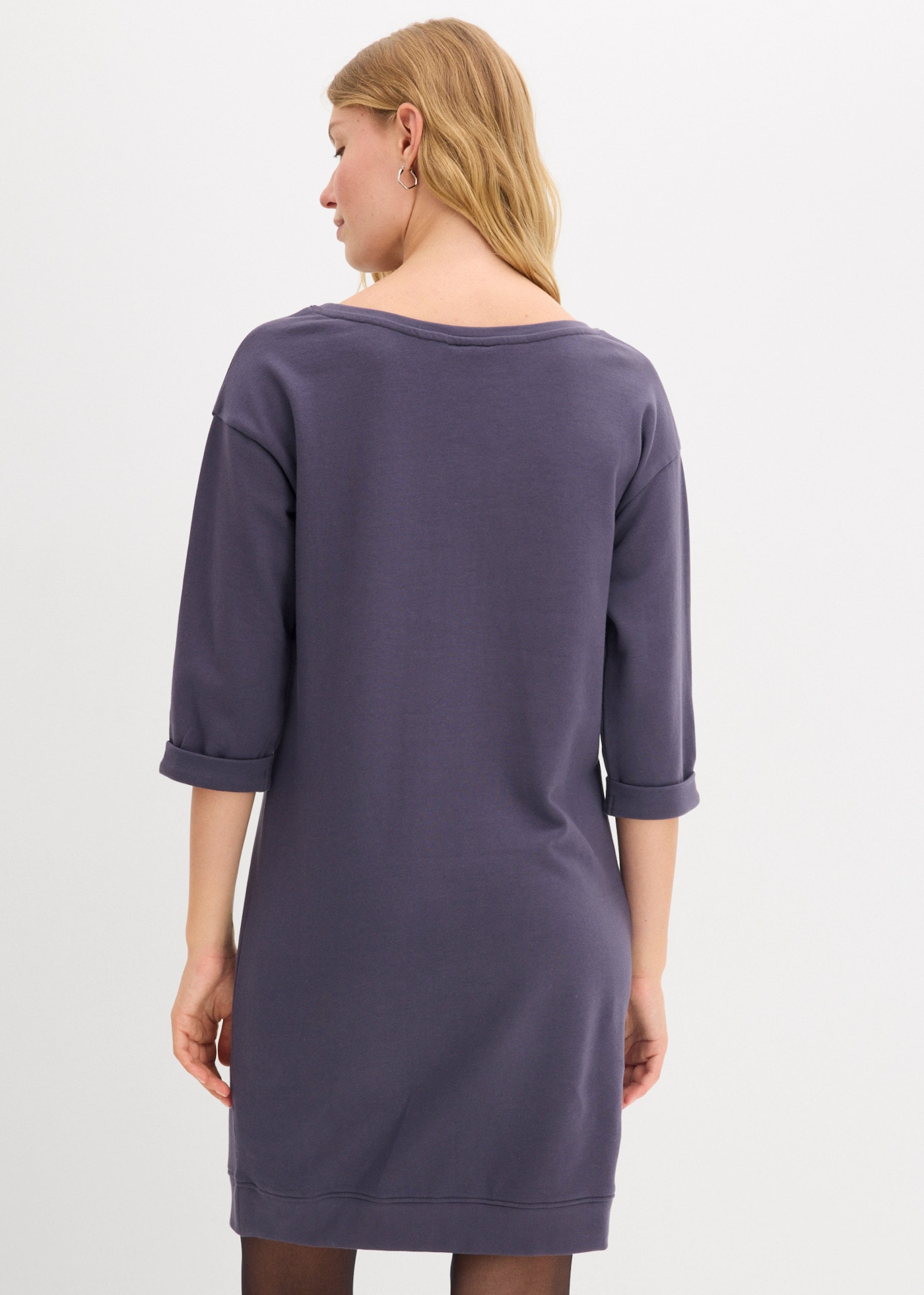 bonprix Sweatkleid »Sweatkleid« mit lockerer Passform, knielang, 3/4-Ärmel, unifarben, ohne Verschluss