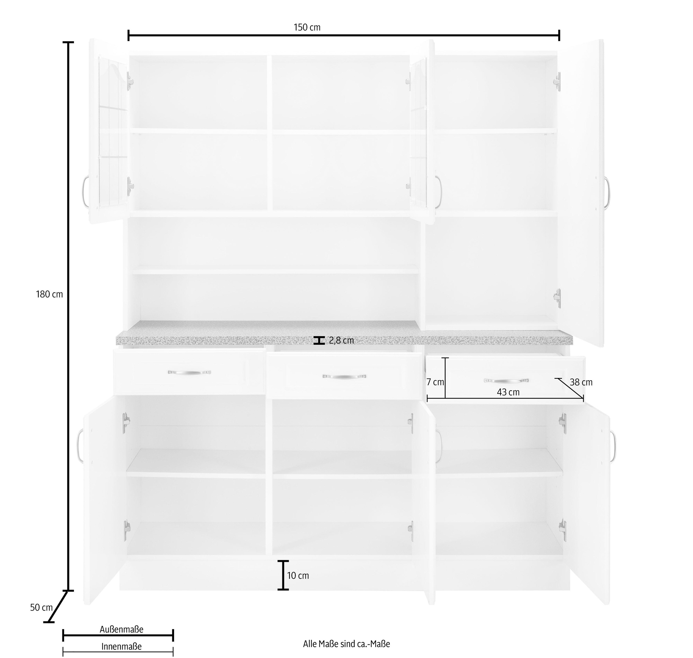 wiho Küchen Küchenbuffet »Linz«, 150 cm breit, in Landhaus-Optik