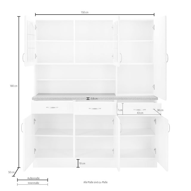 wiho Küchen Buffet »Linz«, in Landhaus-Optik, Breite 150 cm à bas prix