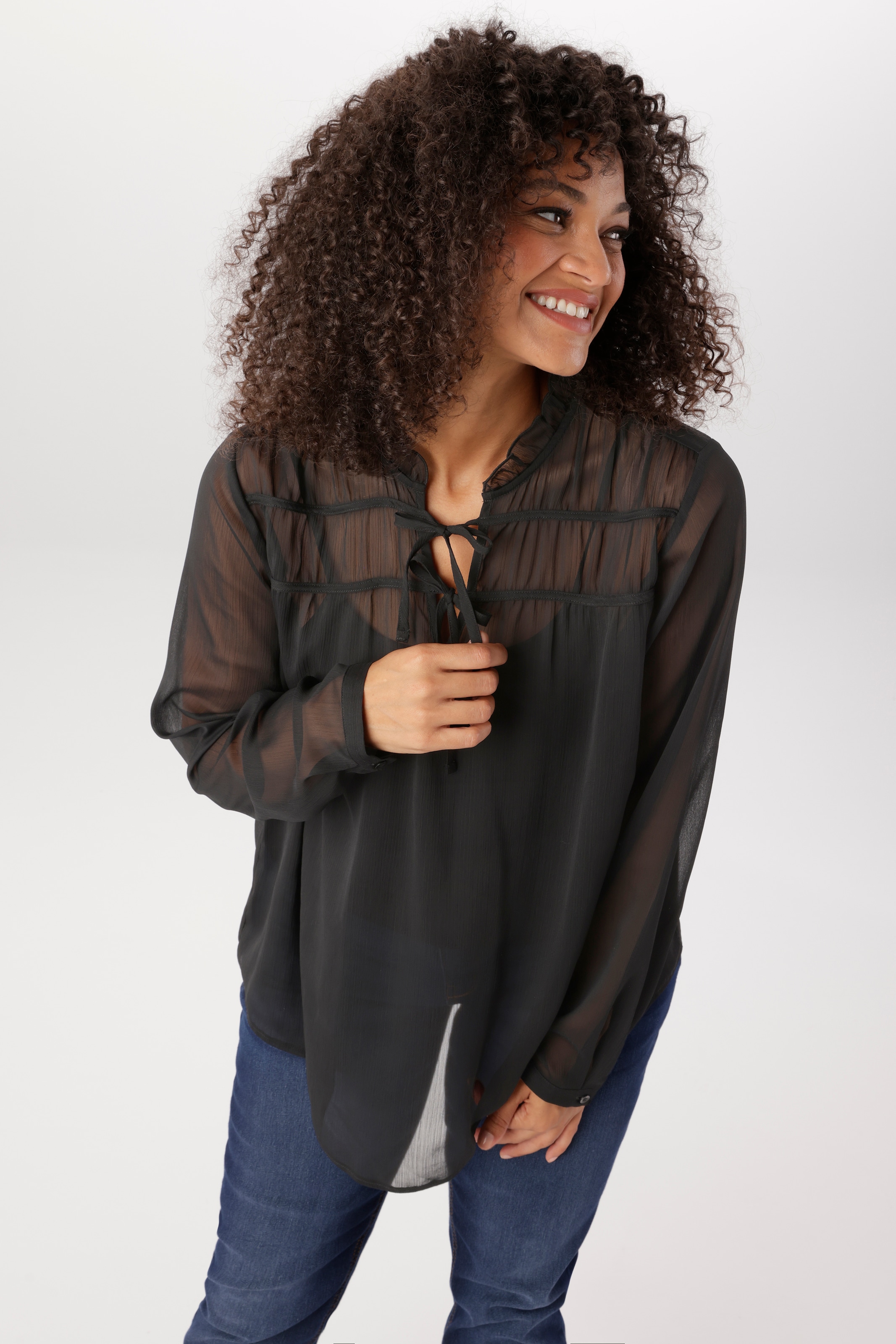 Image of Aniston PLUS Schlupfbluse mit Bindeband und Rüschen - NEUE KOLLEKTION