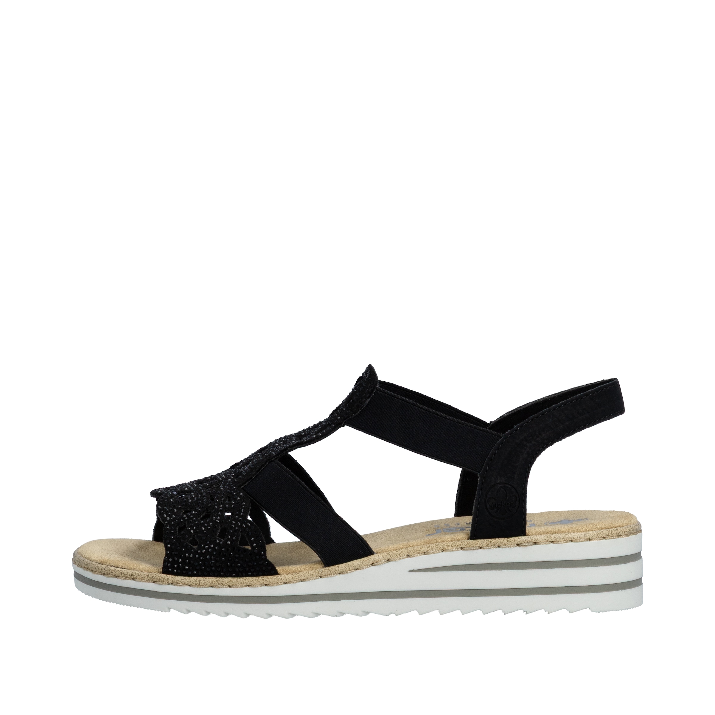 Rieker Sandale  Sandale compensée, chaussure d'été, chaussure de vacances avec strass