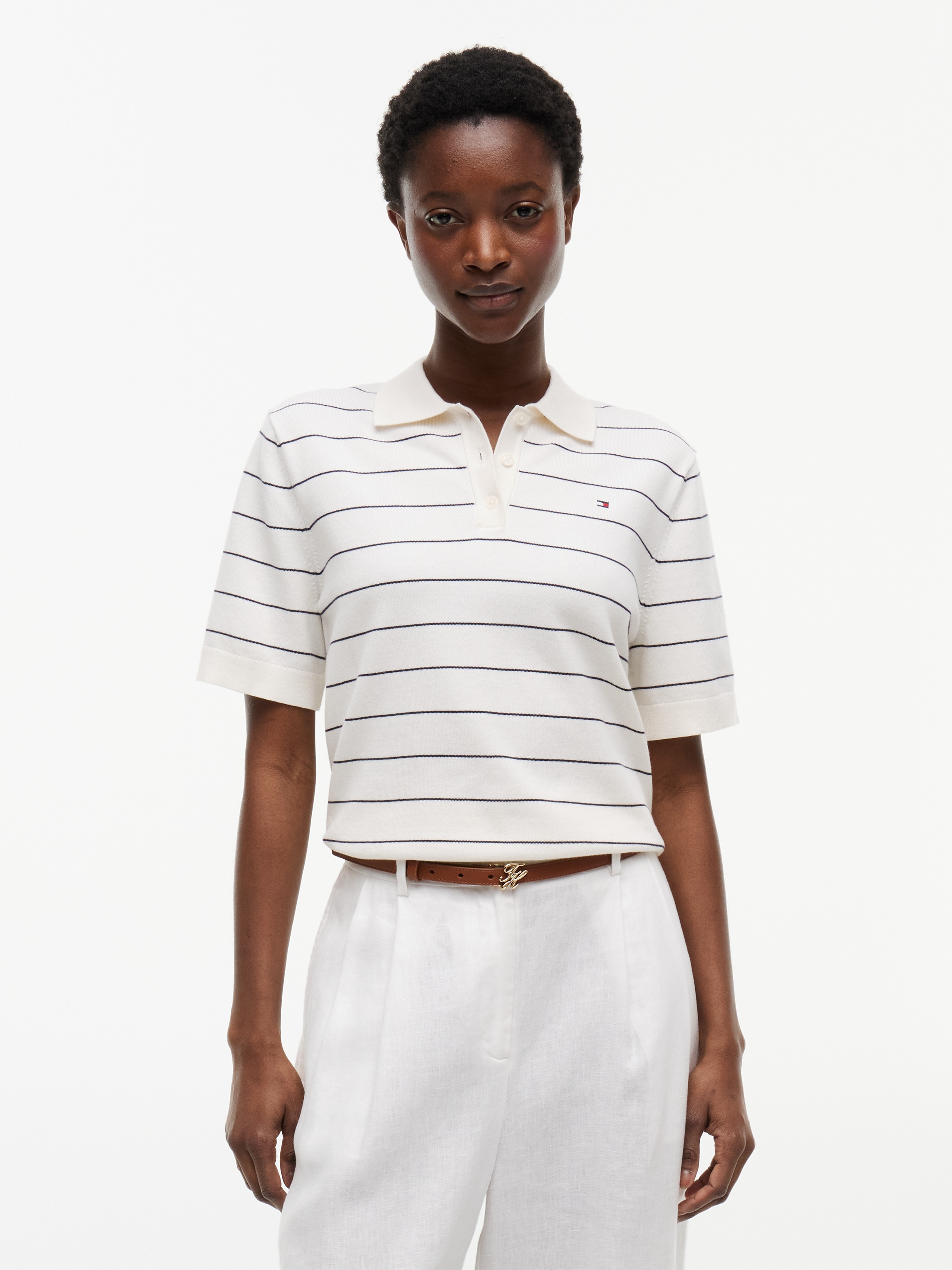 Image of Tommy Hilfiger Polokragenpullover "JERSEY STITCH MINI POLO" Baumwollmischung, Polokragen, Kurzarm