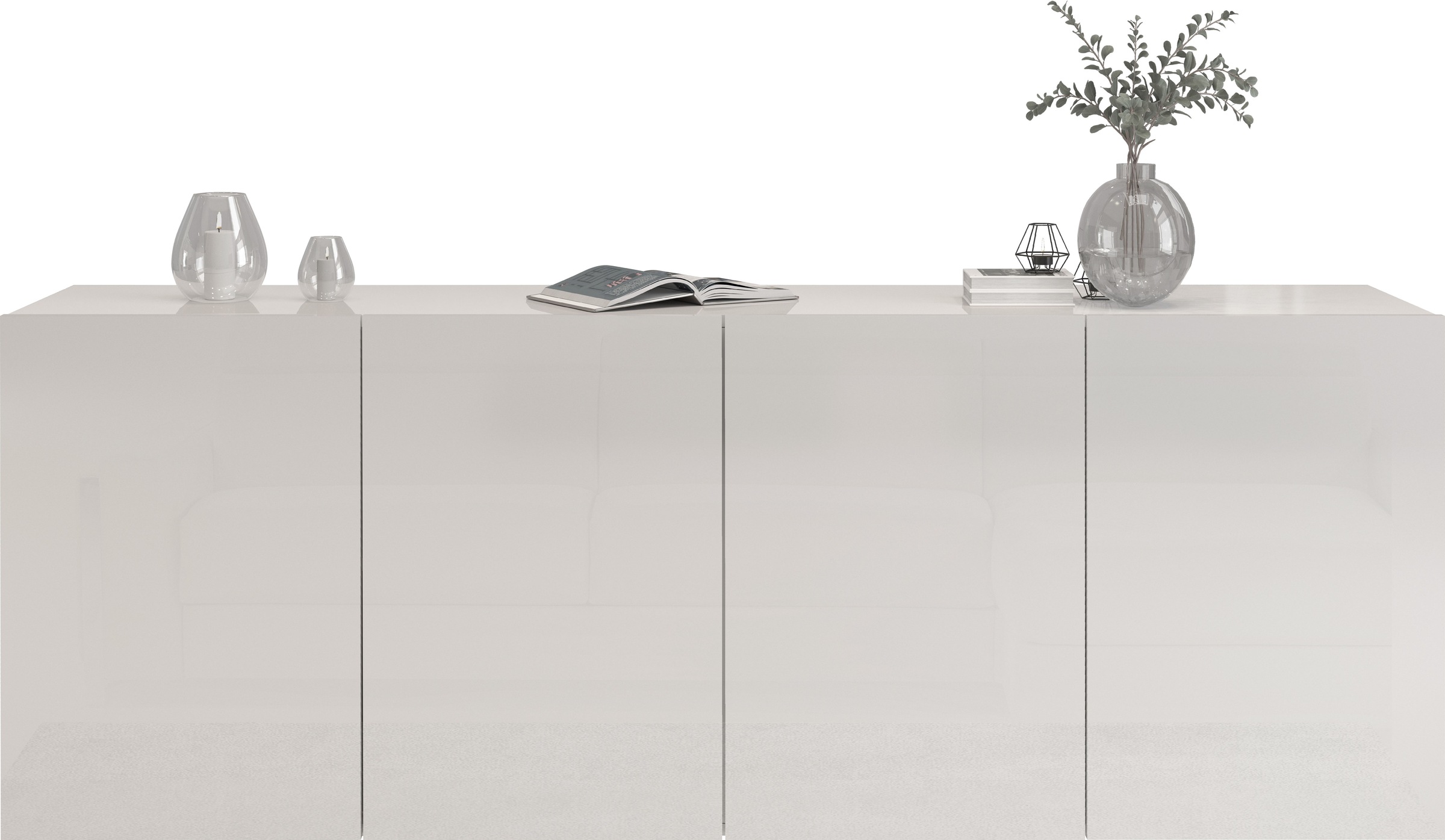 OTTO home Sideboard "Egypt, Kommode, Schrank, grifflos" 4 Türen, Fronten Hochglanz lackiert, Breite 180