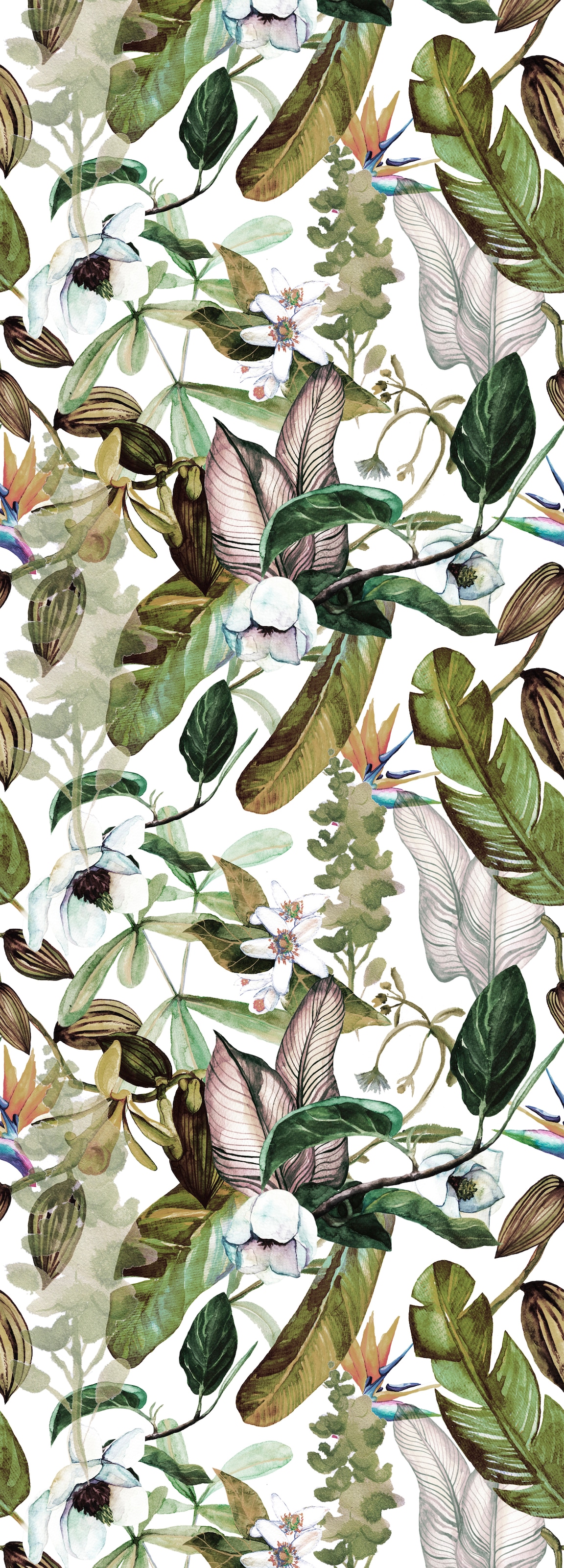 Image of queence Vinyltapete "Bea" Motiv bedruckt botanisch floral gemustert natürlich glatt 90x250cm, selbstklebend, kinderleichte Anbringung, Sticker