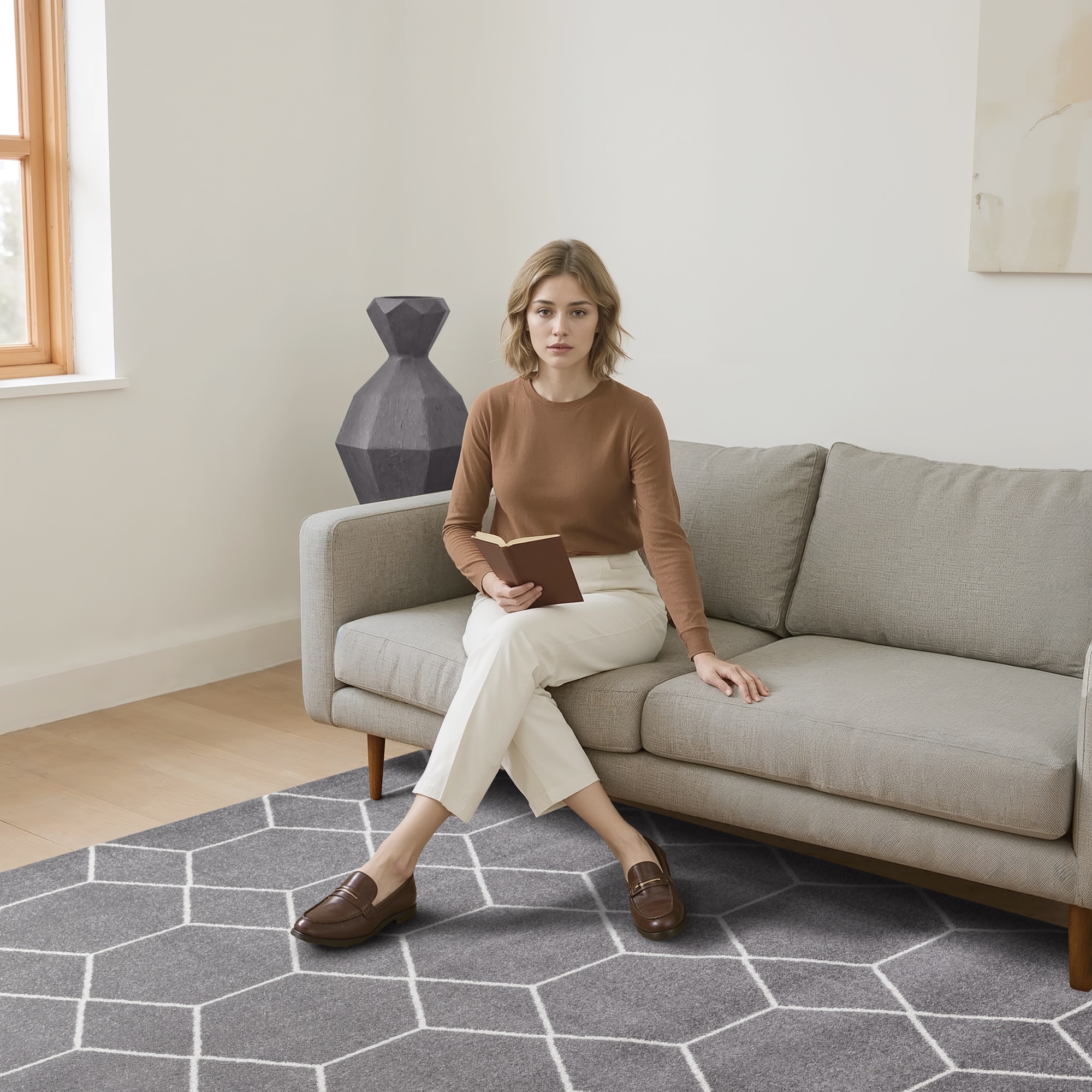 Sanat Tapis »Trellis , auch als Läufer und Rund« Rectangulaire 10 mm Höhe poils courts, scandinave, boho, grand choix de couleurs, toutes les pièces