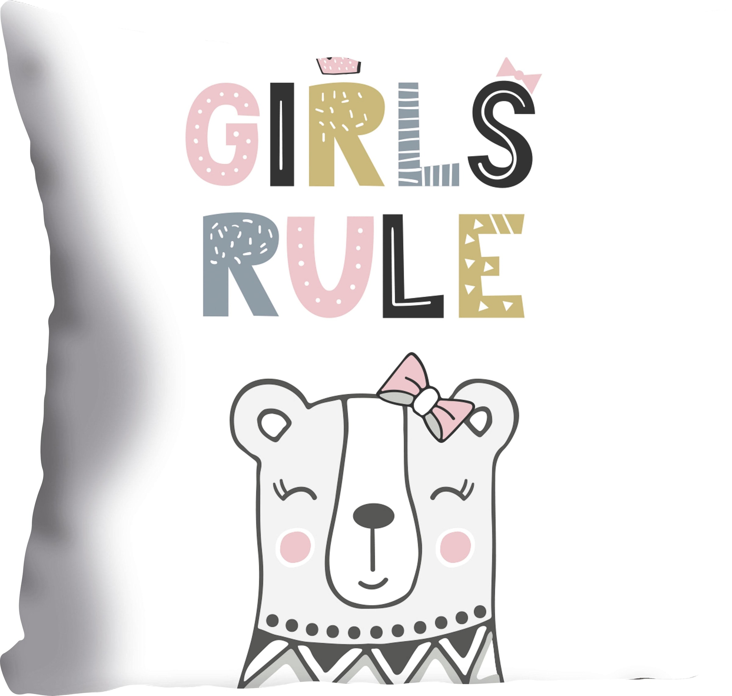 Image of queence Dekokissen ""Girls rule"" Kissenhülle ohne Füllung, 1 Stück