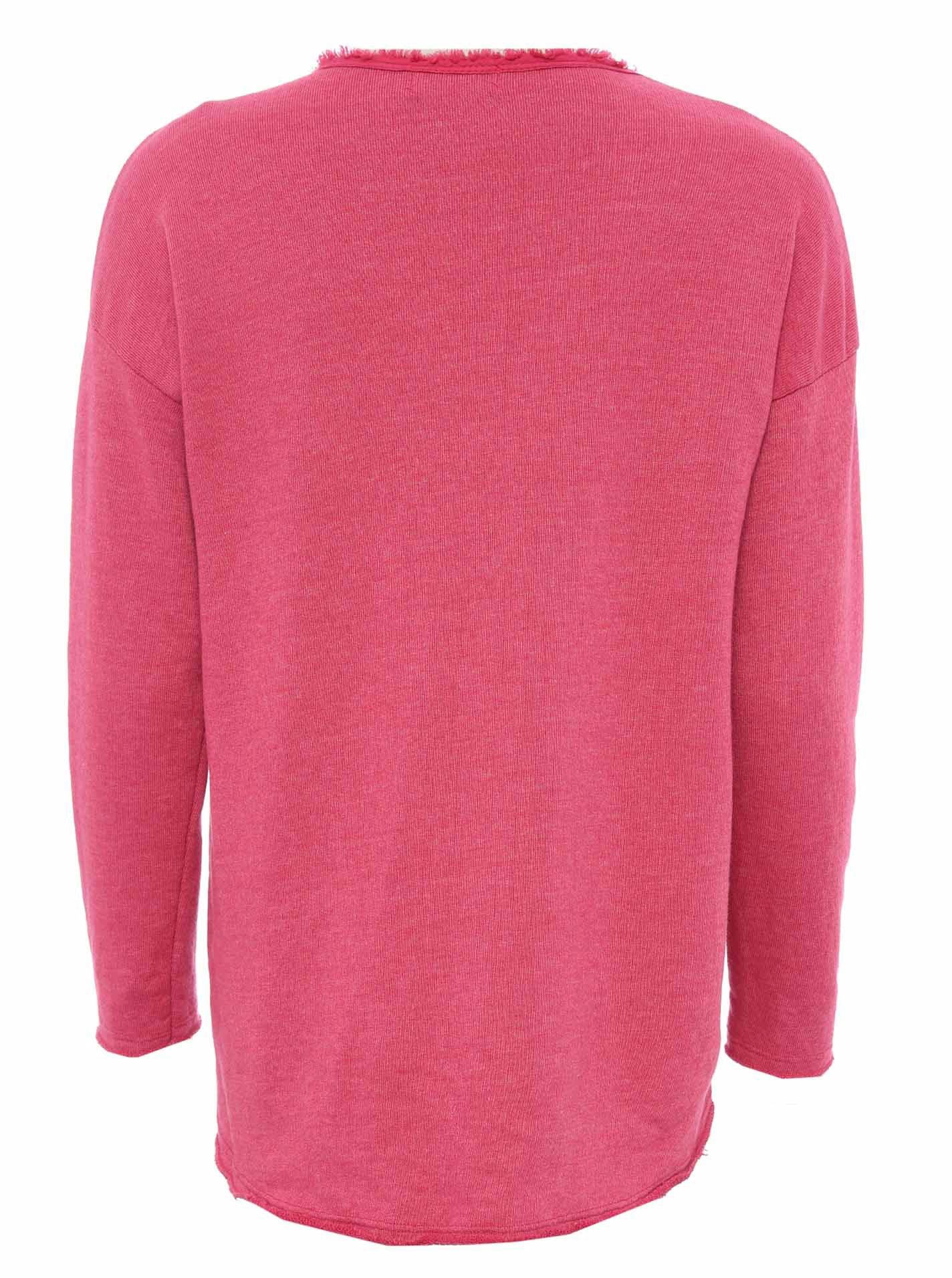 Zwillingsherz Sweatshirt, ausgefranster V-Ausschnitt, Vintage Look, Langarm