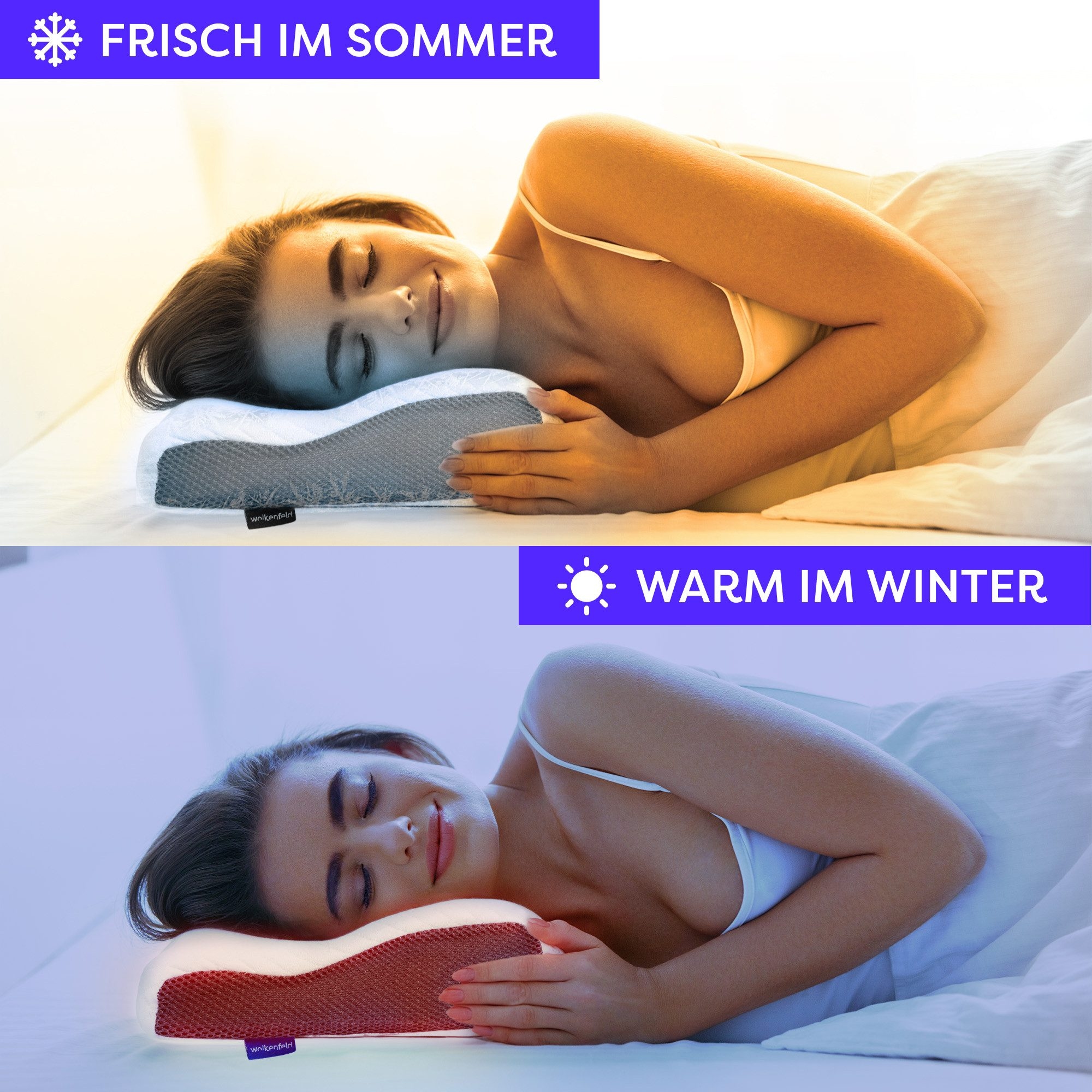 Wolkenfeld Nackenrolle »Arnold-Nackenkissen« Memory Foam Nackenkopfkissen – für Seiten-, Rücken- & Bauchschläfer
