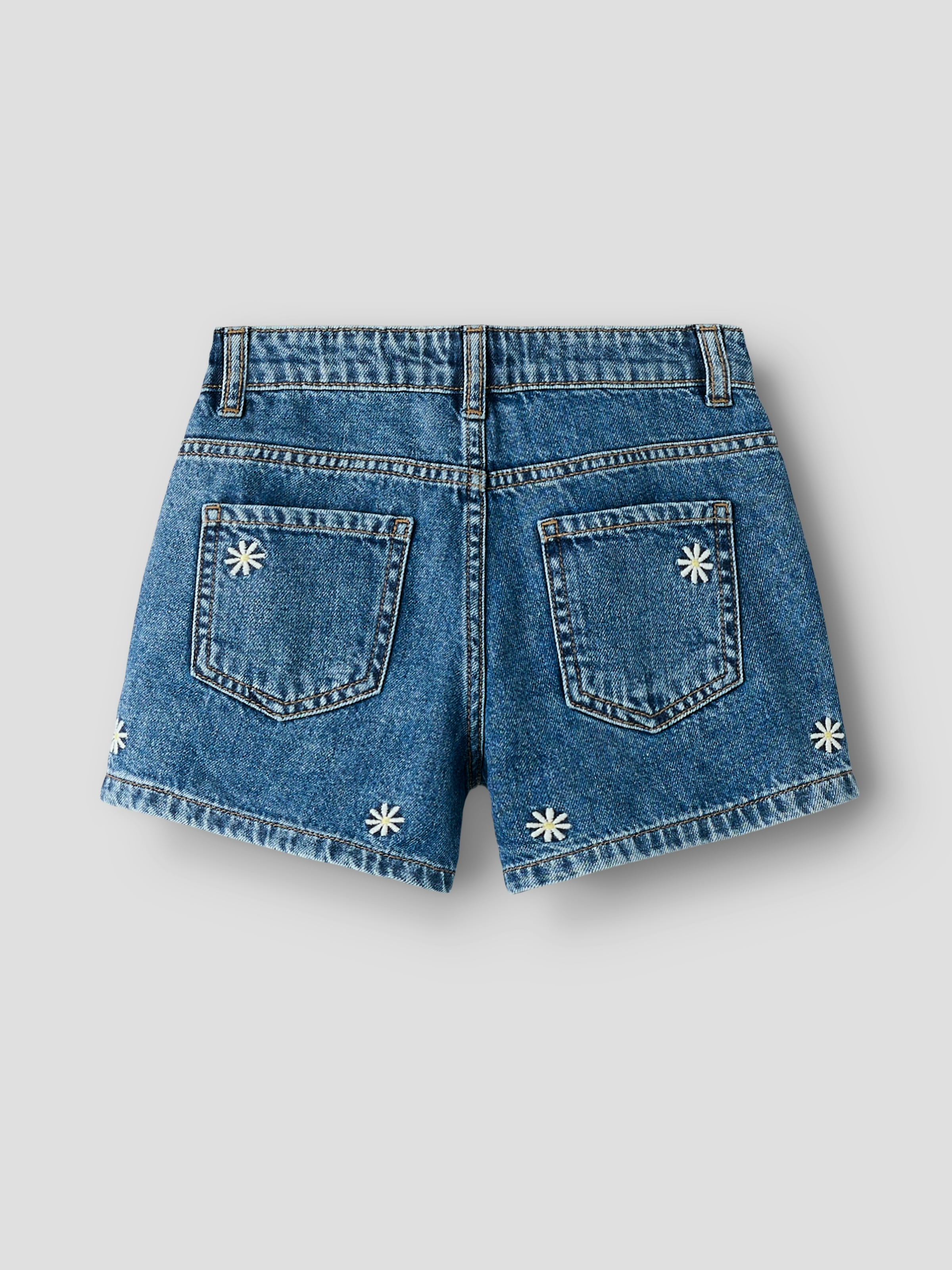 Name It Short en jean »NKFBELLA REG DNM SHORTS 3674-BE NOOS« Baumwolle, verstellbarer Bund, bestickte Details