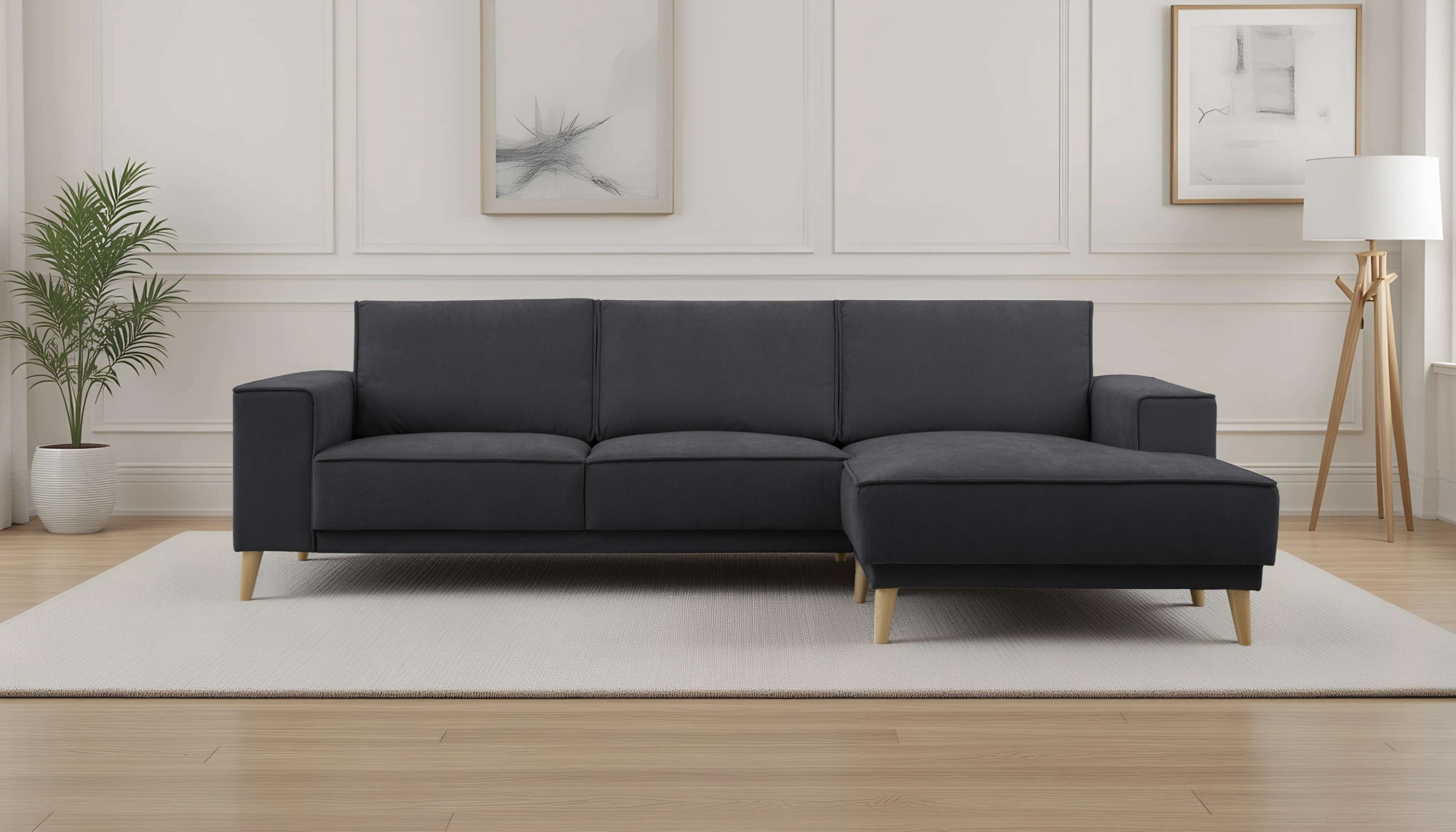 Image of GOODproduct Ecksofa "Oland Skandi, weicher Chenille-Stoff" L-Form, 280 cm, Wellenunterfederung, Skandi-Design, Massivholzfüsse
