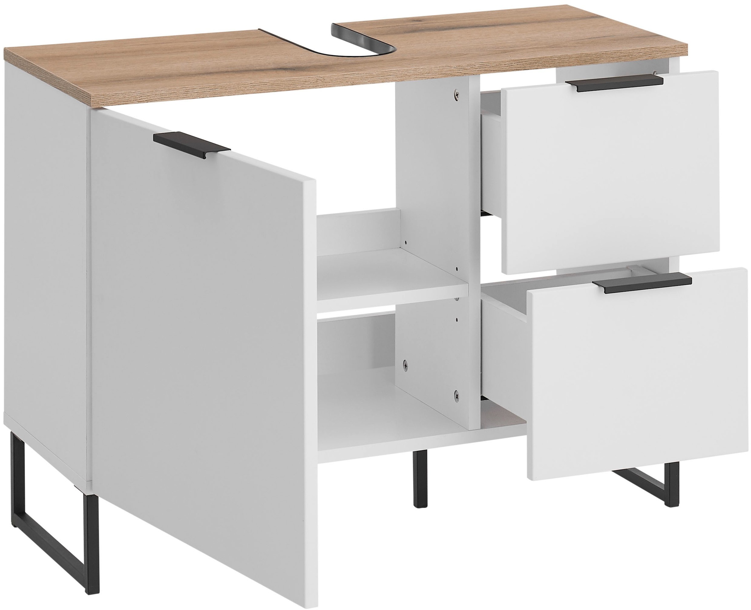 BASIC by Balculina Armoire sous lavabo »Denver Waschbeckenunterschrank, Badezimmerschrank BxHxT 80x60x35« 1 cuis tlg. largeur 80 cm, porte montable à gauche/droite, Softclose