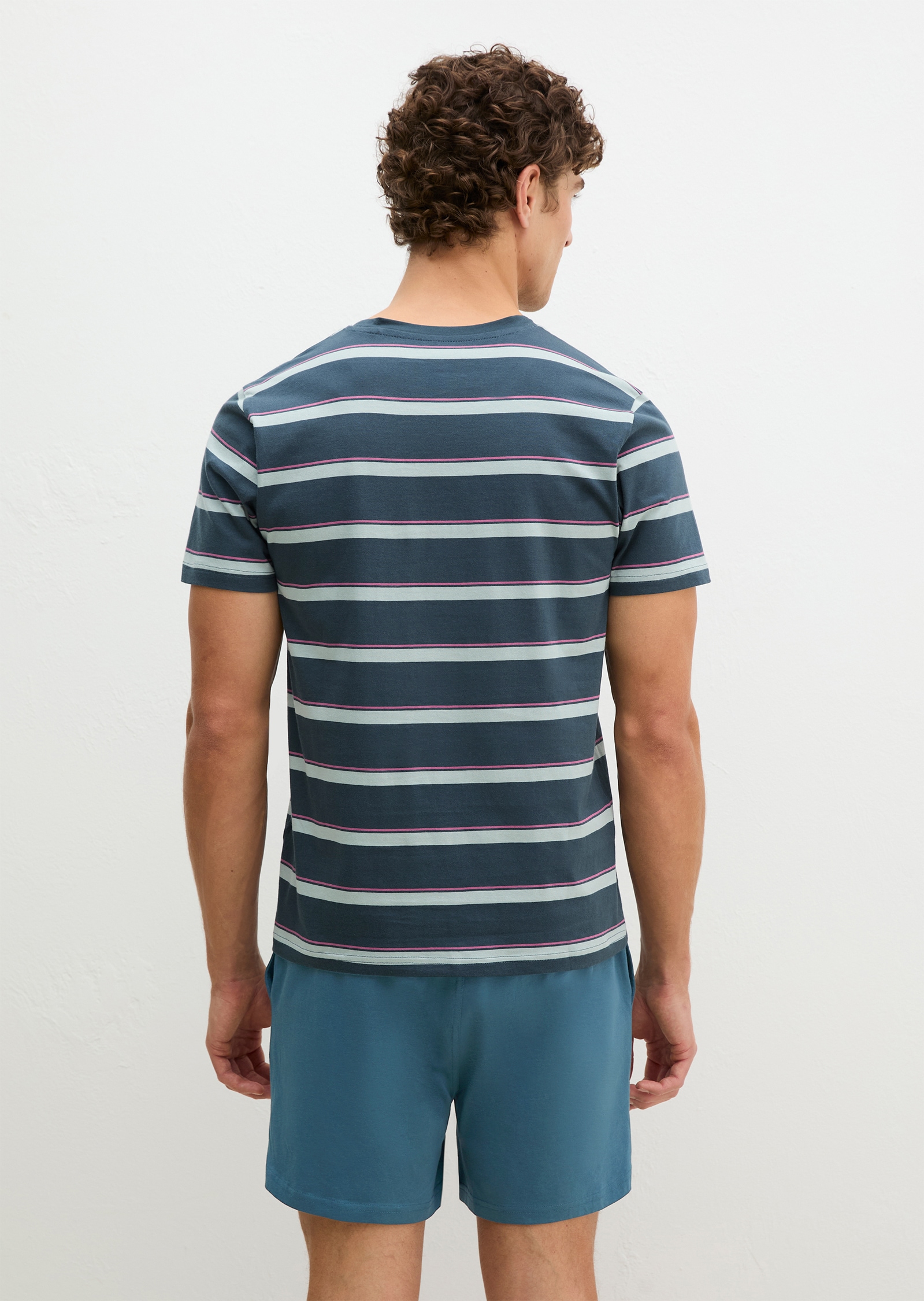 Marc O'Polo Shorty »Mix N Match Cotton« 2 pièces mit Rundhalsausschnitt, kurzem Arm und gestreiftem Oberteil