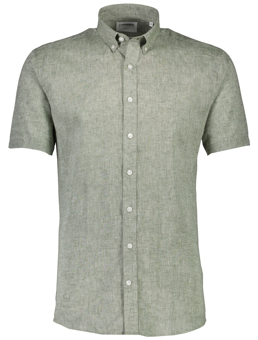 LINDBERGH Leinenhemd, kurzarm mit Button-Down-Kragen und aus einem Leinen-Baumwoll-Mix