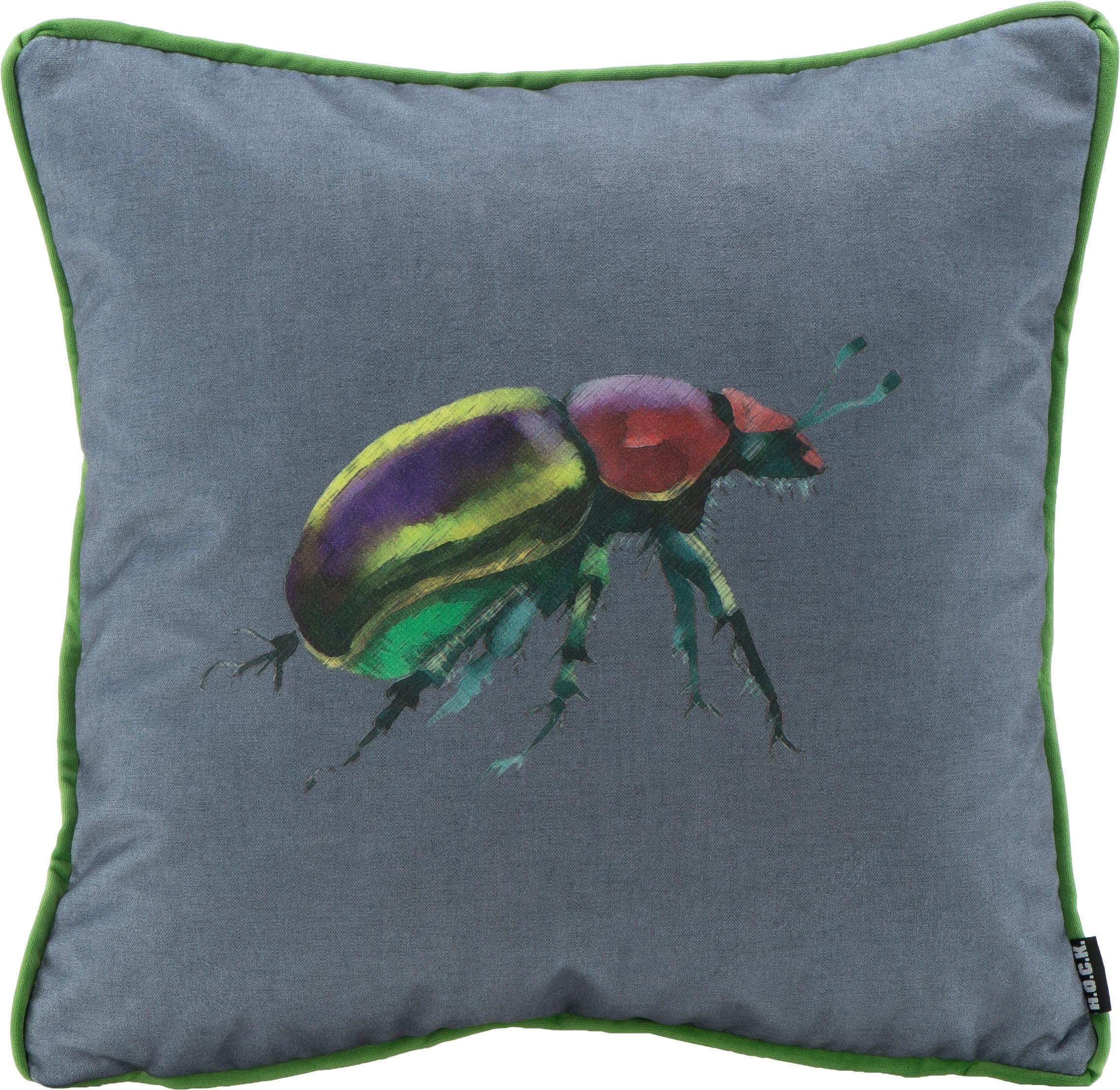 Image of H.O.C.K. Dekokissen "Rosenkäfer" changierender Samt, Kissenhülle mit Füllung, 1 Stück