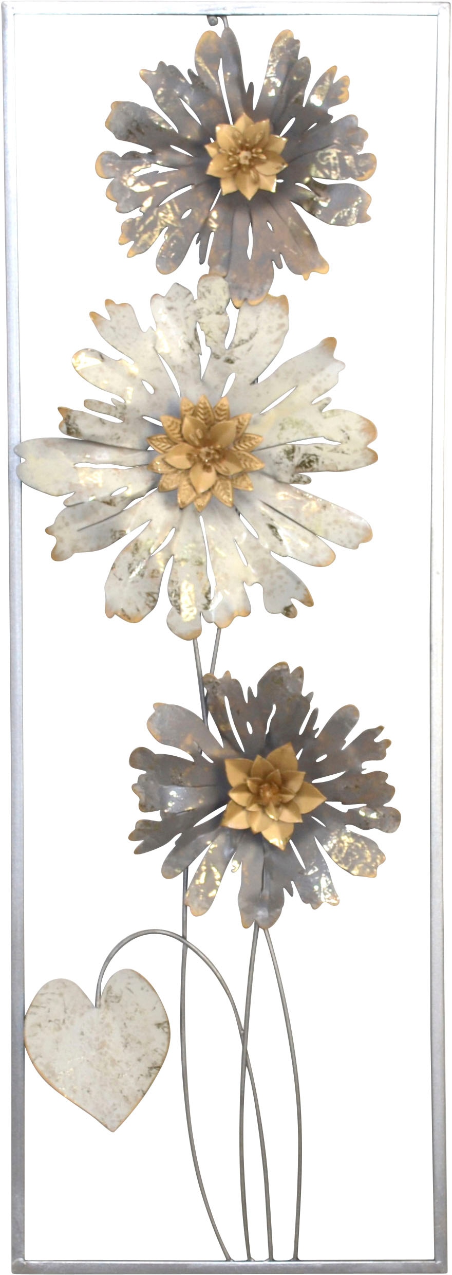 Image of HOFMANN LIVING AND MORE Wanddekoobjekt "Wanddekoration" Blumen aus Metall, silber