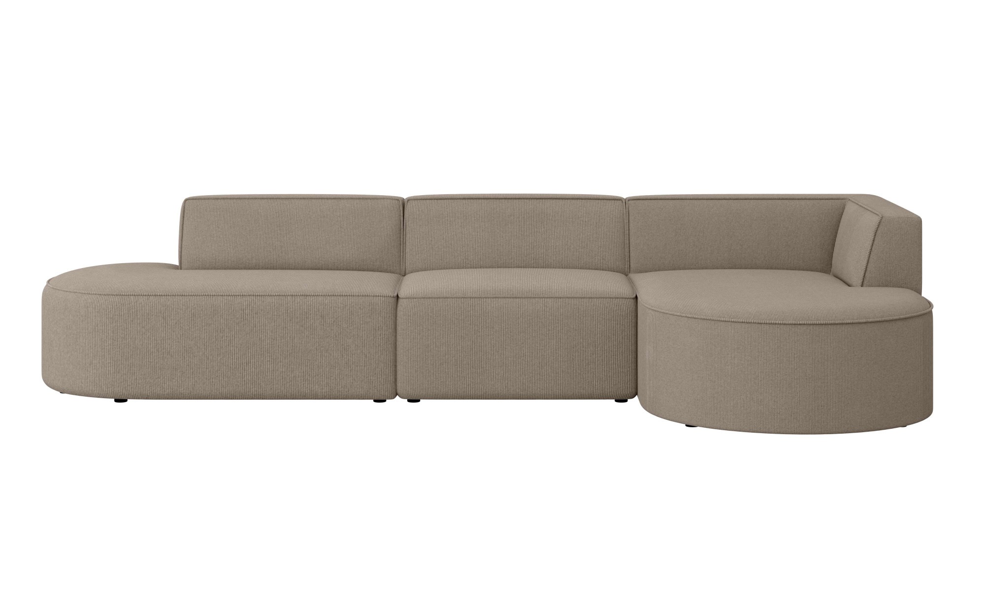 OTTO home Ecksofa "EIVIND Designer Sofa mit Ottomane rechts/links, B/T/H: 343/159/72 cm" L-Form mit Wellenunterfederung, auch in Feincord und Bouclé