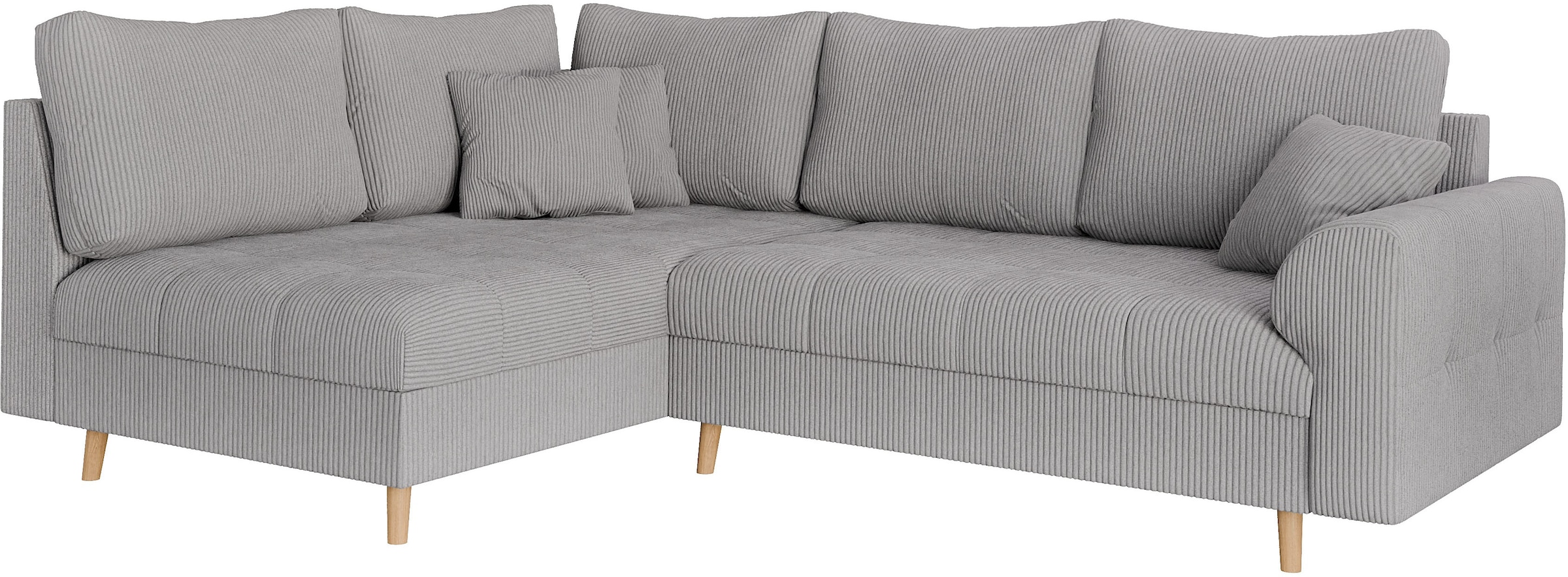 Home affaire Ecksofa »CHARRE L-Form mit Ottomane, Masse B/T/H: 231/161/81 cm«, feine Steppung, lose Rücken- und Zierkissen, auch in Cord und Bouclé