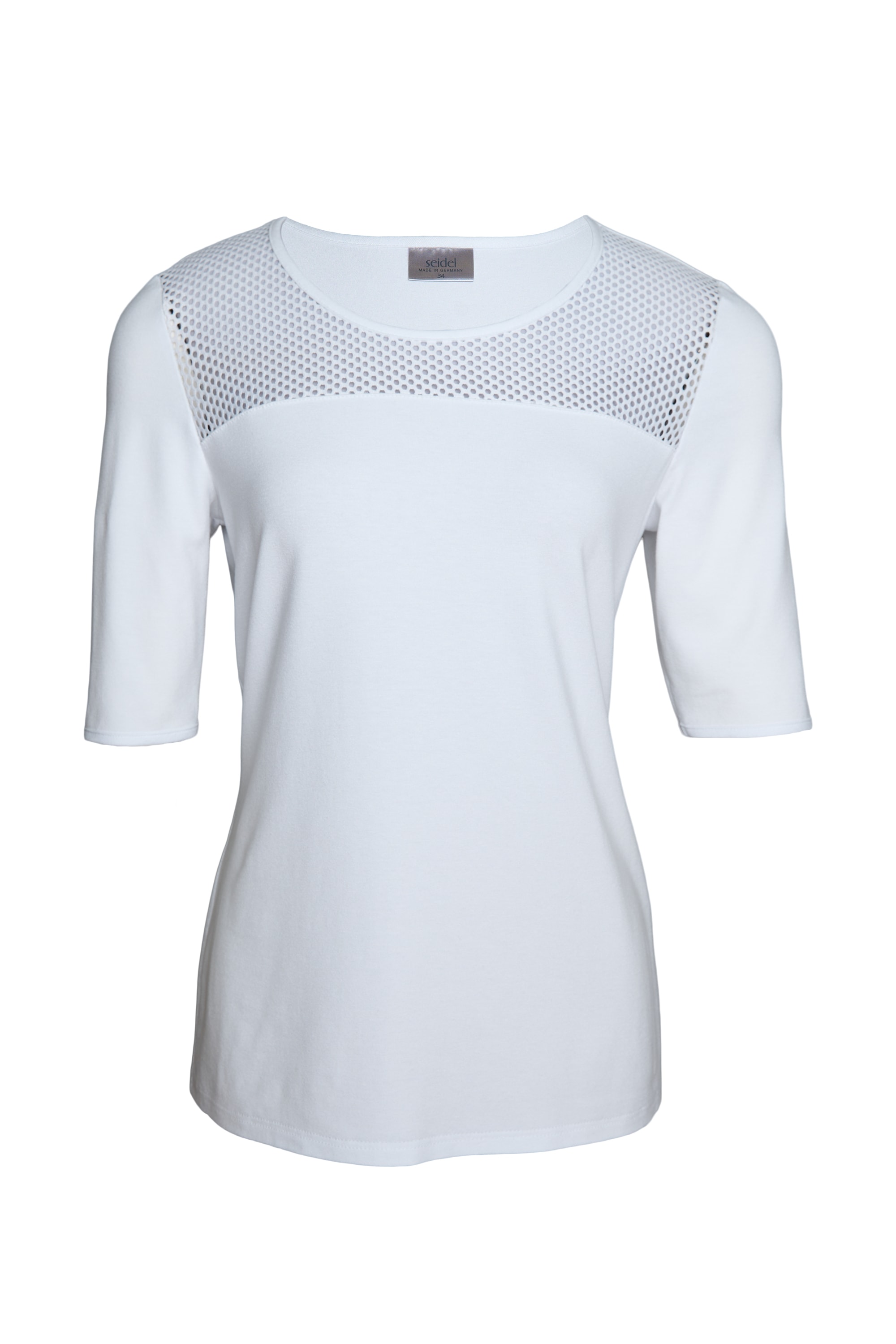 Seidel Moden Shirt à col rond mit transparenten Lochmuster vorne - MADE IN GERMANY