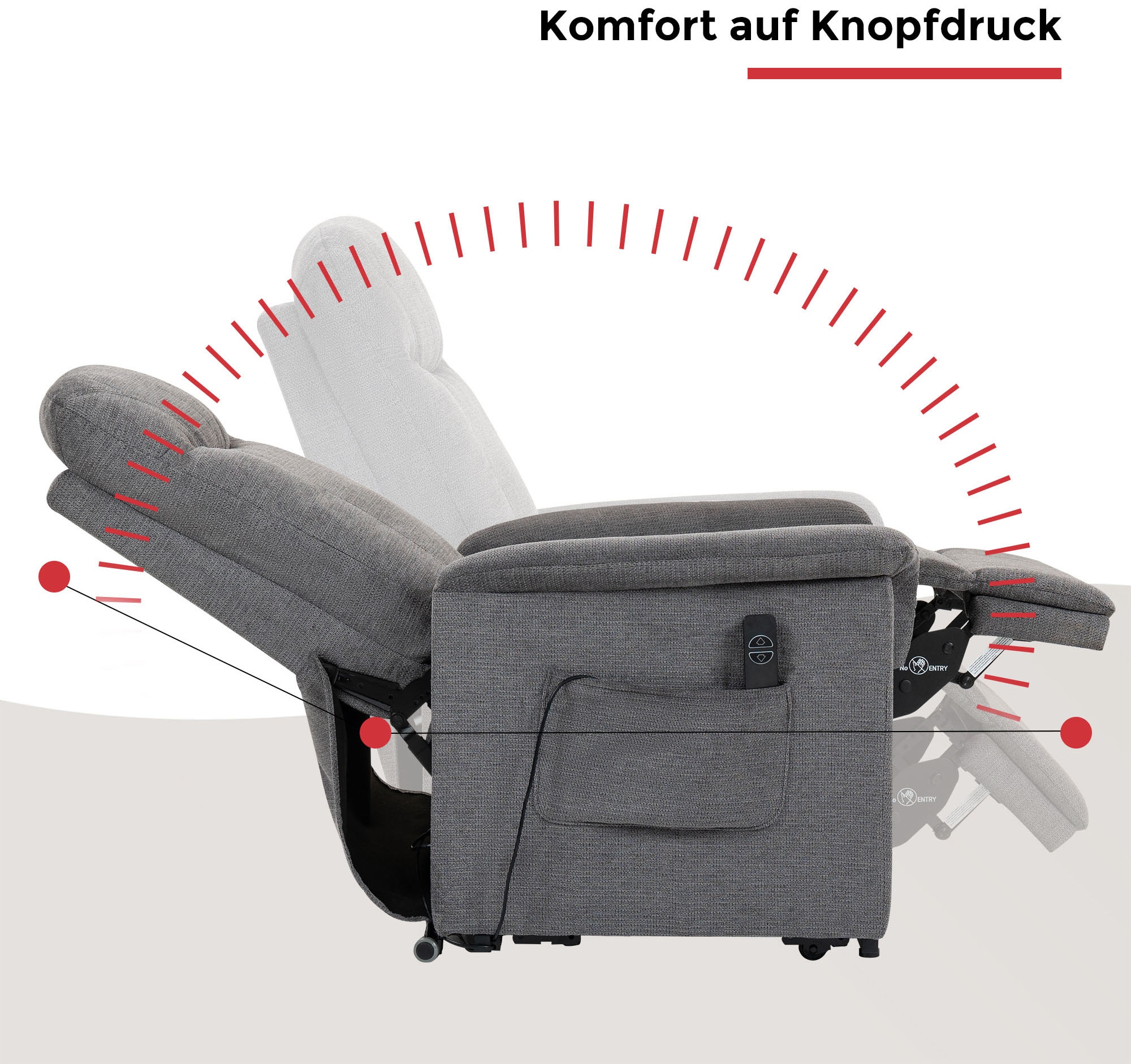 Duo Collection Fauteuil TV »TV-Sessel Pylos« 1 cuis tlg. fonction relaxation et ressorts ensachés avec suspension à lames en acier