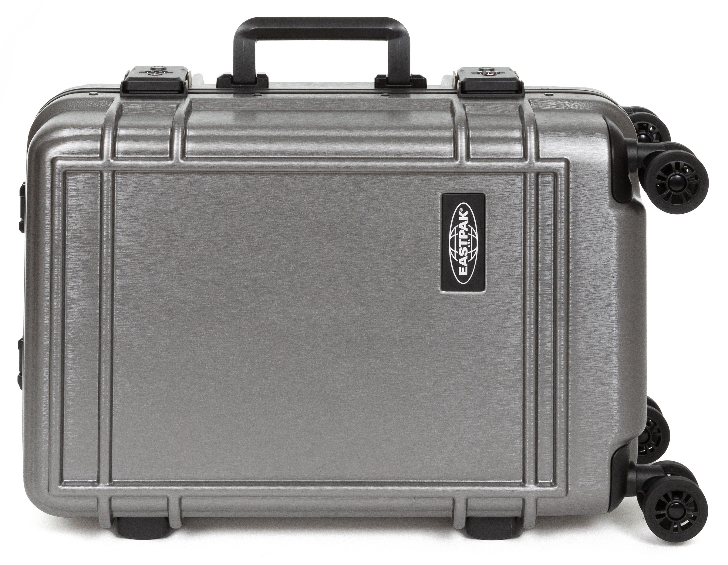 Eastpak Hartschalen-Trolley »RESIST'R CASE S BRUSHED METAL mit 30 Jahren Garantie«, 4 Rollen, Reisegepäck Handgepäck-Koffer TSA-Zahlenschloss