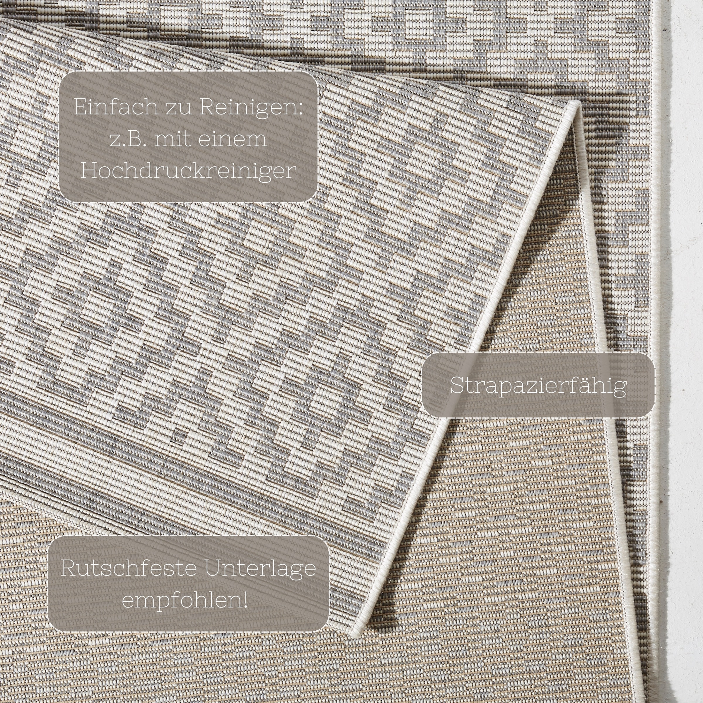 NORTHRUGS Teppich »Raute«, rechteckig, 8 mm Höhe, In-& Outdoor, Wetterfest, Balkon, Läufer, Wohnzimmer, Terrasse, Raute