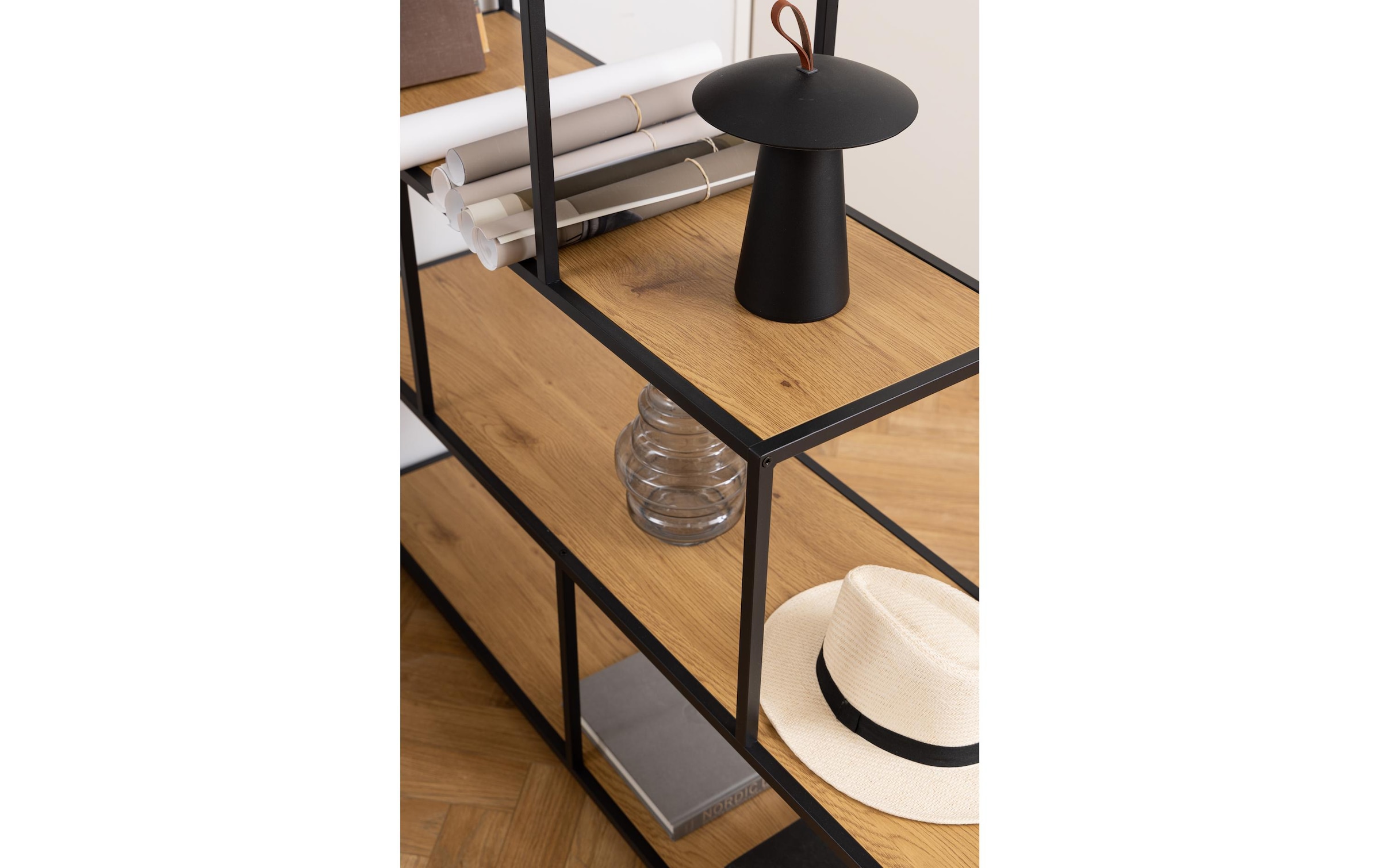AC Design Regal »Seaford 135 x 35 x 150 cm, Nature/Schwarz«