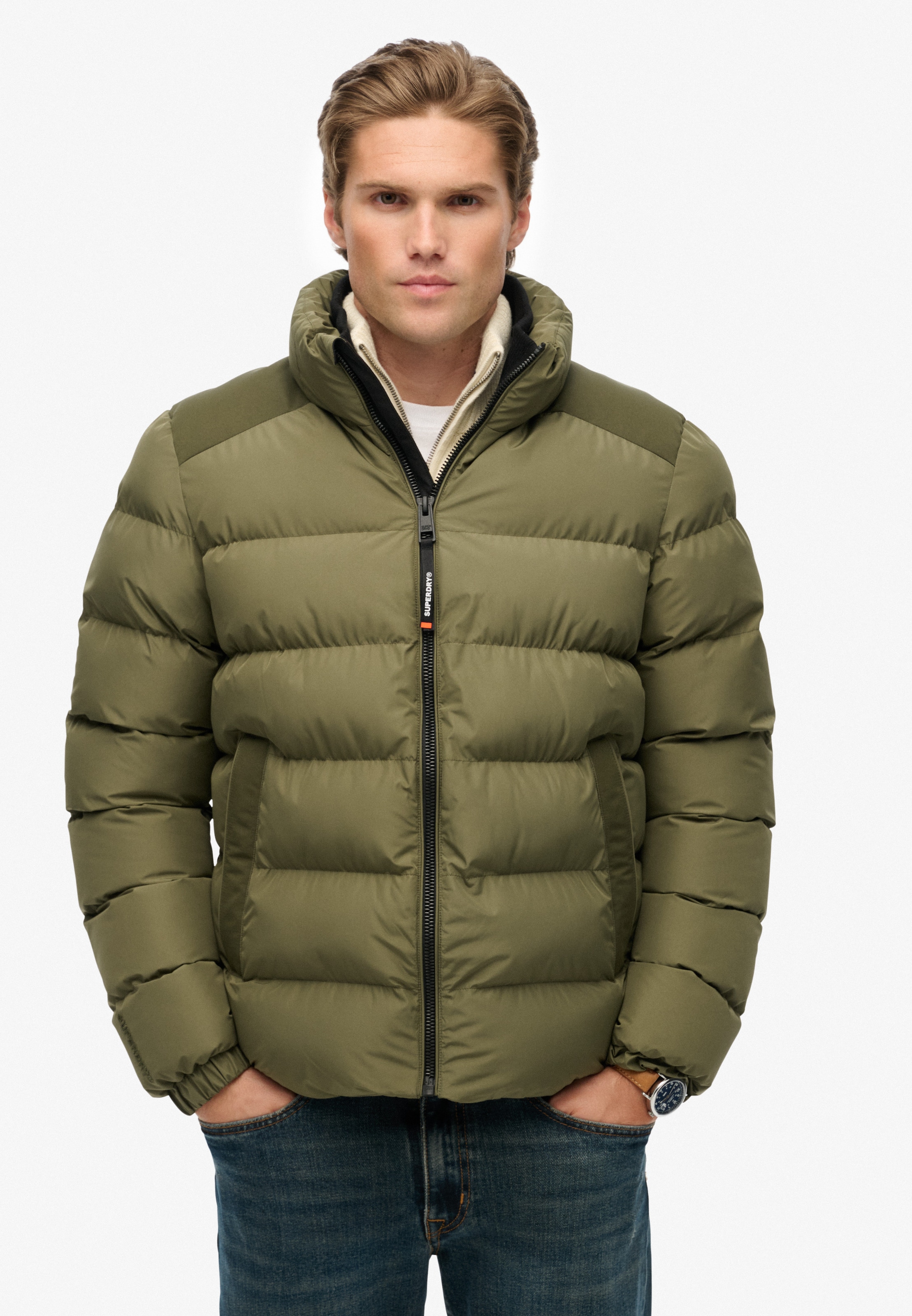Superdry Steppjacke »SPORTS PUFFER JACKET« ohne Kapuze mit Relaxed Fit