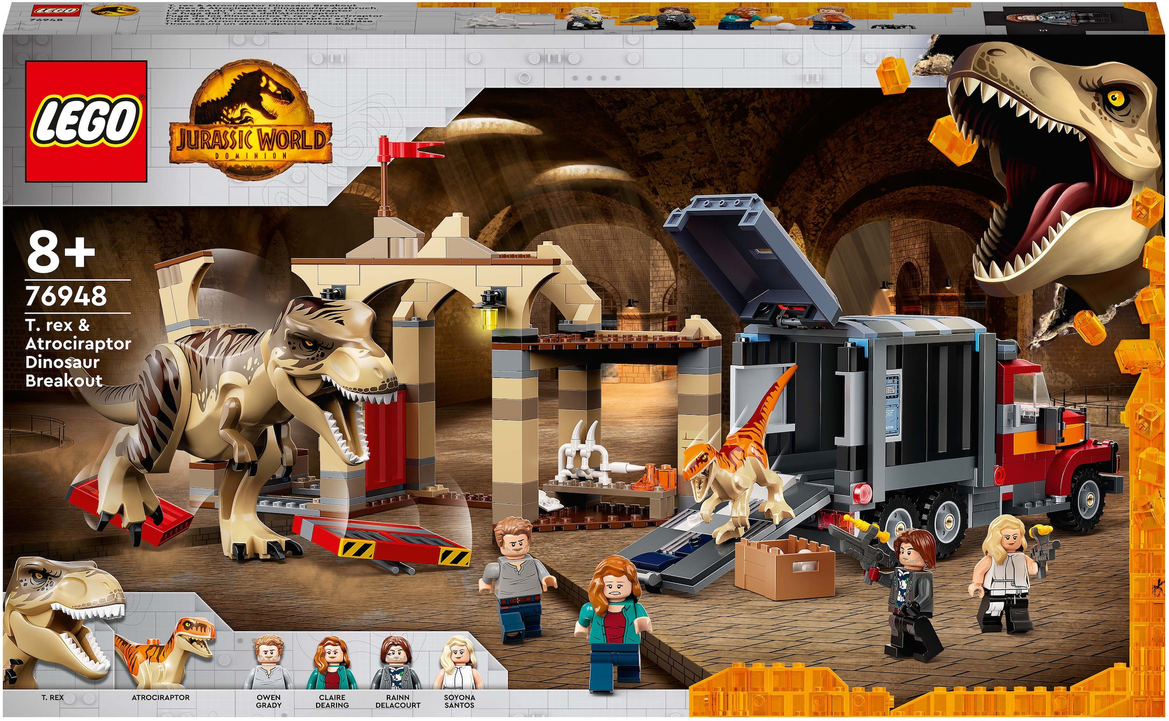 LEGO® Konstruktionsspielsteine »T. Rex & Atrociraptor: Dinosaurier-Ausbruch (76948)«, (466 St.), LEGO® Jurassic World