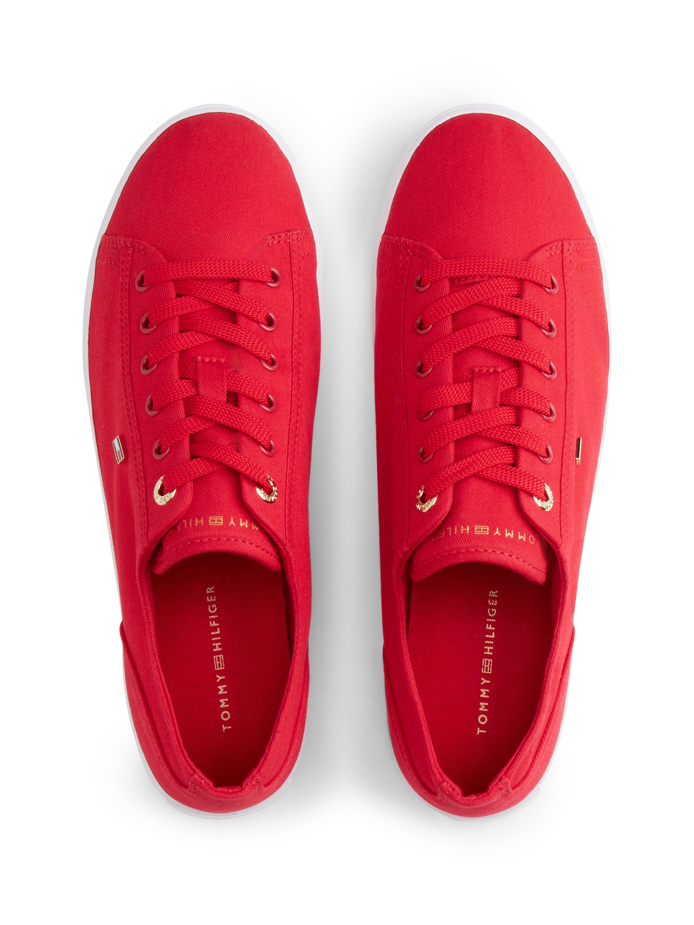 Tommy Hilfiger Baskets à plateforme »TH FOXING SNEAKER CANVAS«  Chaussure de loisirs, chaussure basse, à lacets avec broderie logo - forme étroite