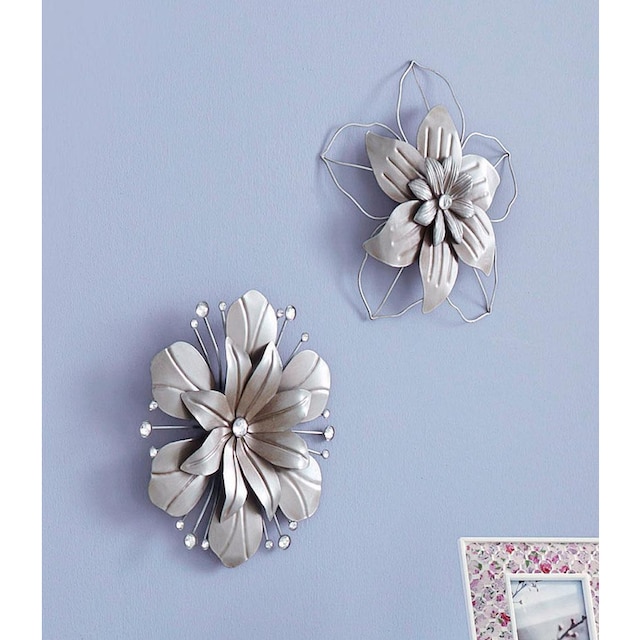 ♕ Home affaire Wanddekoobjekt »Blume«, Wanddeko, aus Metall, mit Perlmutt  Verzierung versandkostenfrei auf