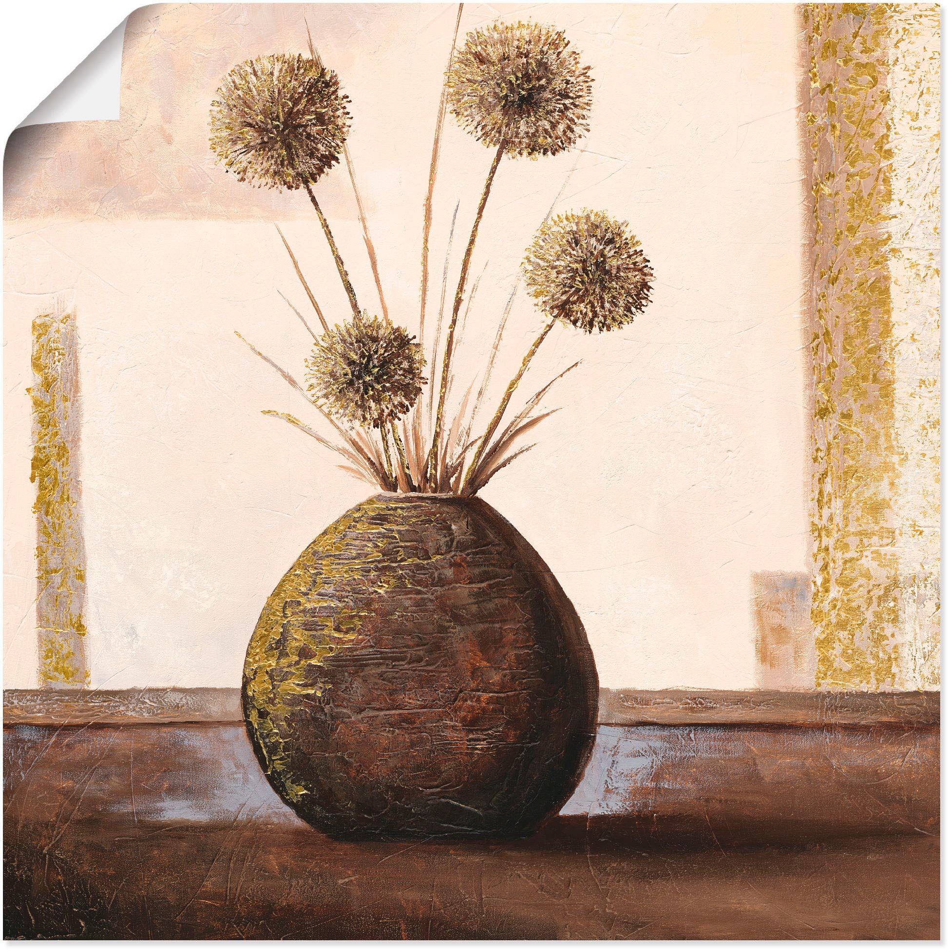 Image of Artland Wandbild »Goldene Vasen II«, Vasen & Töpfe, (1 St.), in vielen Grössen & Produktarten - Alubild / Outdoorbild für den Aussenbereich, Leinwandbild, Poster, Wandaufkleber / Wandtattoo auch für Badezimmer geeignet bei Ackermann Versand Schweiz