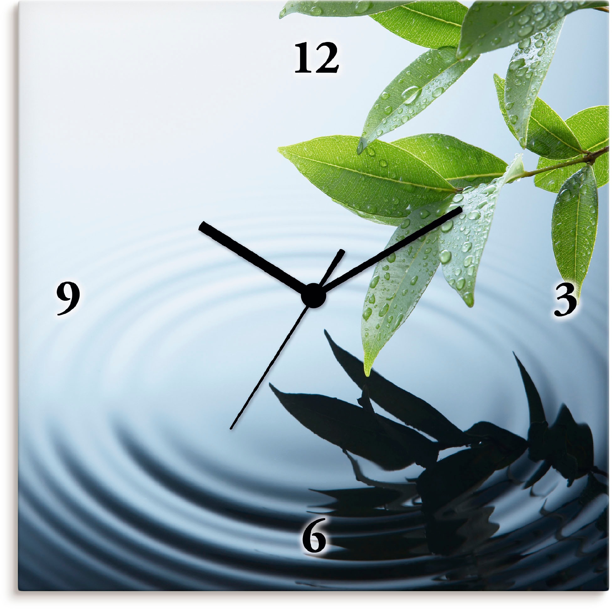 Image of Artland Wanduhr »Pflanze und Wasser«, lautlos, ohne Tickgeräusche, nicht tickend, geräuschlos - wählbar: Funkuhr o. Quarzuhr, moderne Uhr für Wohnzimmer, Küche etc. - Stil: modern bei Ackermann Versand Schweiz