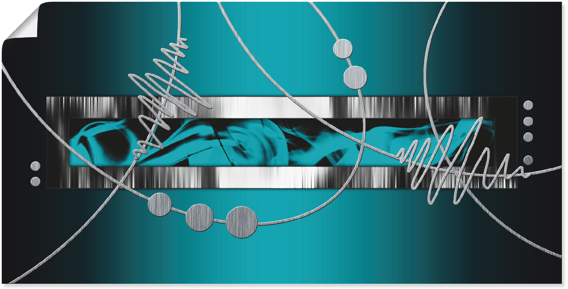 Artland Wandbild "Silber abstrakt auf petrol" Gegenstandslos 1 Stk. tlg. als Alubild, Leinwandbild, Poster in verschied. Grössen
