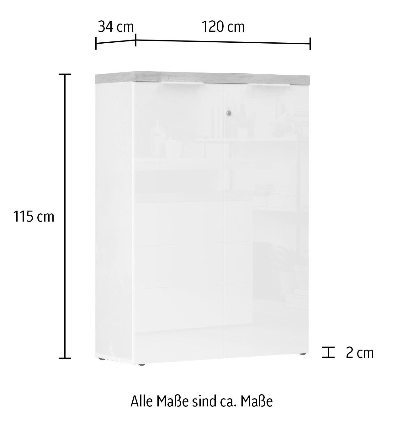 INOSIGN Aktenschrank »Easy H 115 cm, Büroschrank, Mehrzweckschrank mit 2 Türen« Metallgriffe,  abschliessbar, Top 38 mm stark
